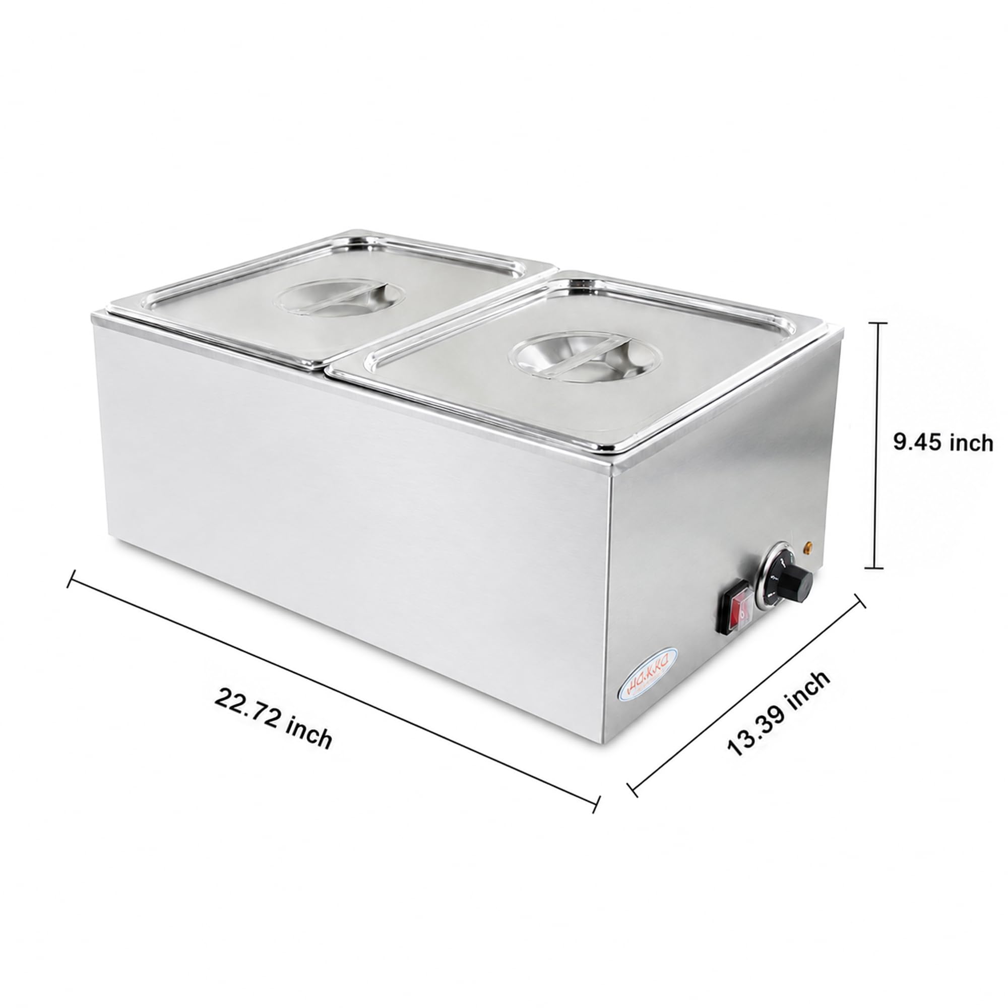 EasyRose 2-Pan Countertop Electric Food Warmer with Lids, 1200W Stainless Steel Buffet Bain Marie - Image 2