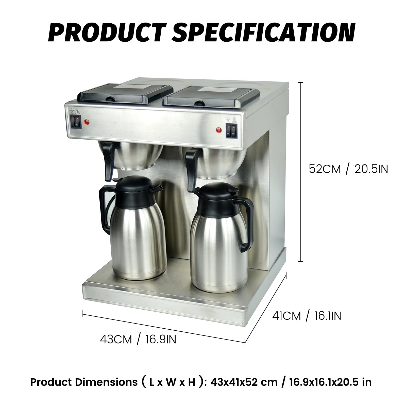 EASYROSE Drip Coffee Maker 20 Cup Commercial Coffee Makers, One-Touch Brewing Thermal Carafe Coffee Maker Stainless Steel Coffee Pot, ETL Listed - Image 3
