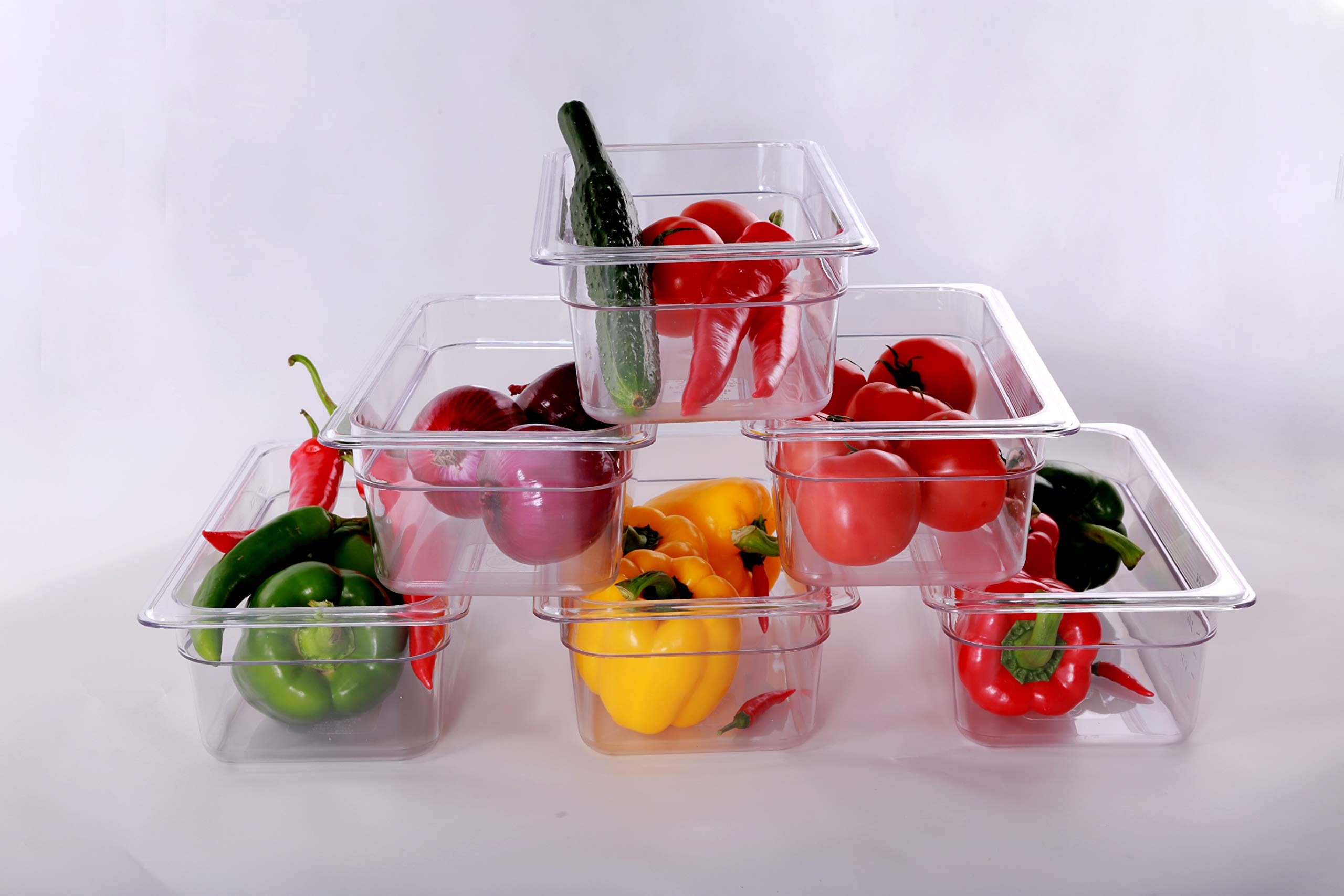 Clivia 6 Pack 1/3 Size Food Pan 2.5" Deep Polycarbonate Storage Prep Container - Image 2