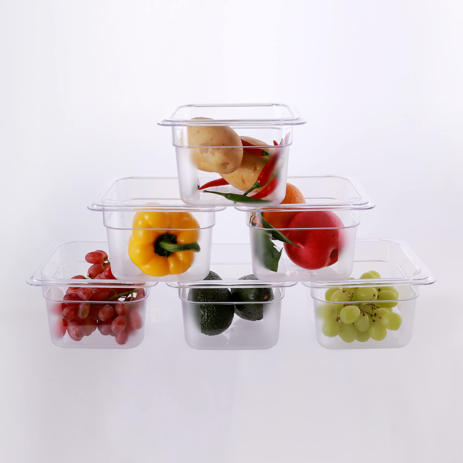 Clivia 6-Pack Food Pan Half Size Clear Polycarbonate Food Pans 1/2 Size 4" Deep Commercial Hotel Pans for Party, Restaurant, Hotel - Image 3