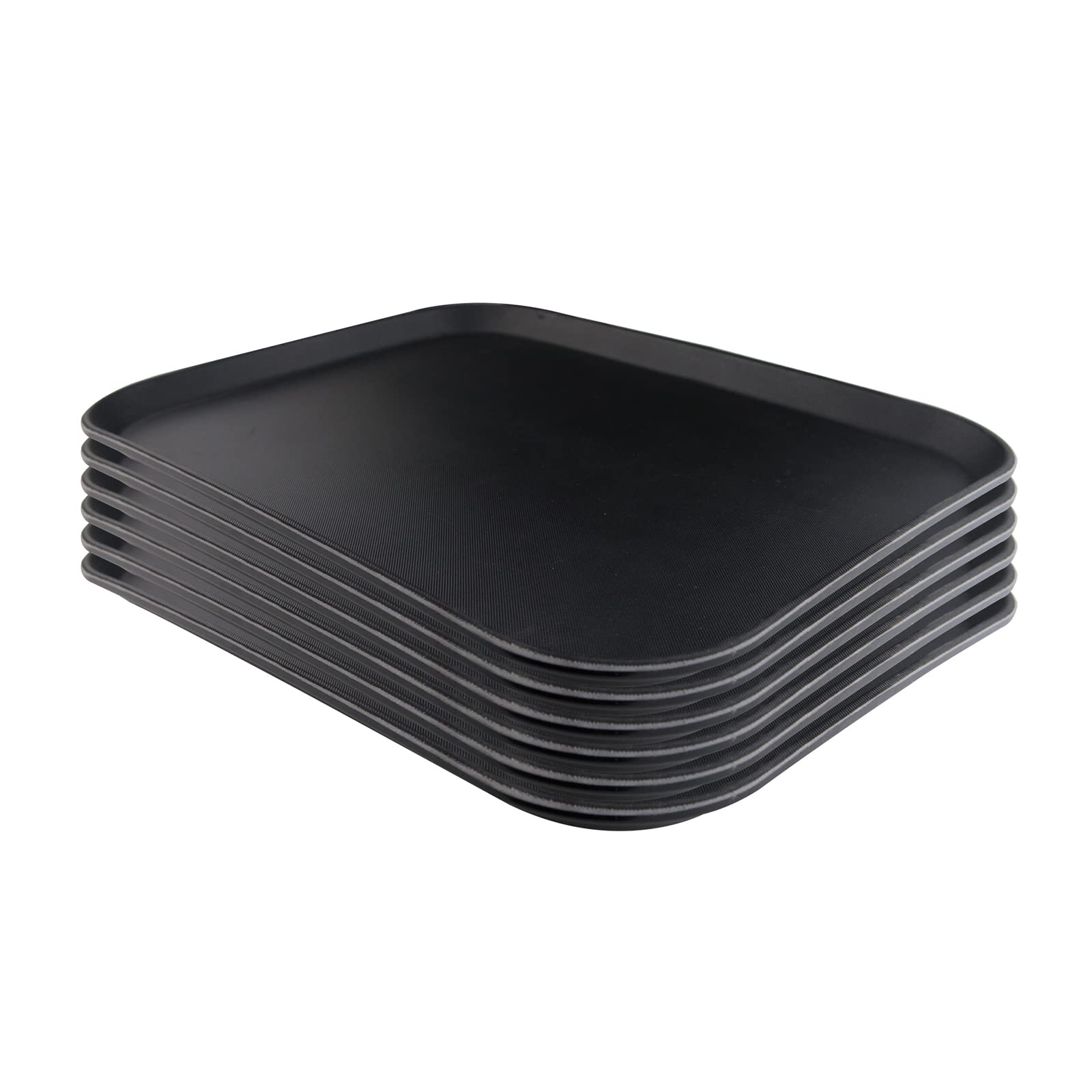 Clivia 6 Pack Restaurant Grade Non-Slip Tray,Fiberglass Serving Trays,Rectangular,17.9 x 13.9 Inch,Plastic,Black - Image 5
