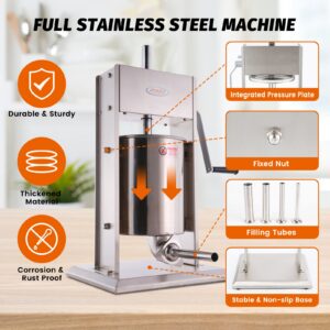 MorganGastro 25 Lb/12 L 2 Speed Vertical Stainless Sausage Stuffer(Official Refurbishment)