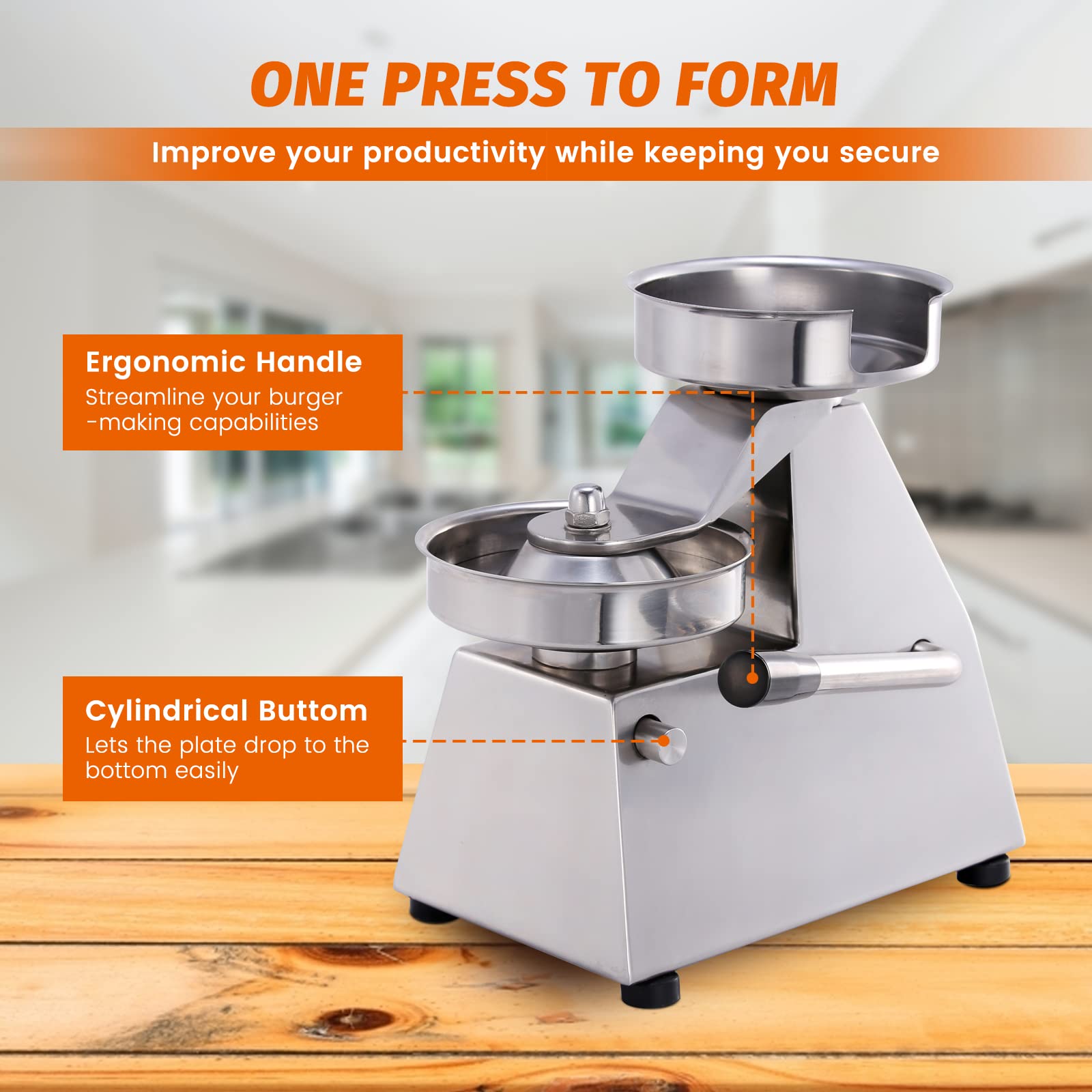 MorganGastro Commercial Hamburger Press Maker and Burger Press (4" Burger Press) - Image 3