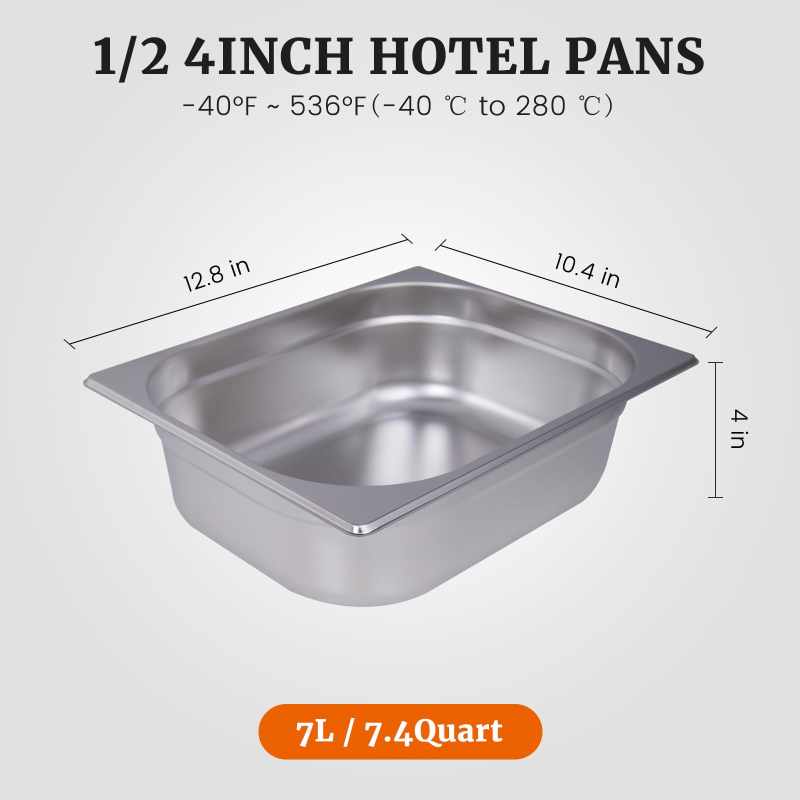 Clivia 1/2 Size 6-Pack Hotel Pans Half Size Steam Table Pan 4" Deep Commercial Hotel Pan Stainless Steel Pan for Party, Restaurant, Hotel - Image 2