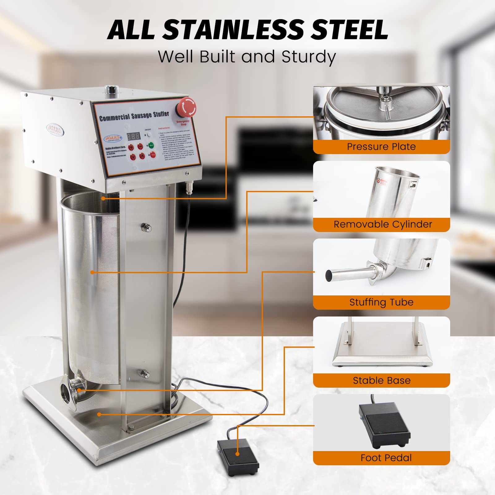 (Official refurbishment)MorganGastro Commercial 30LB Stainless Steel Electric Sausage Stuffer and Vertical Sausage Maker - Image 5