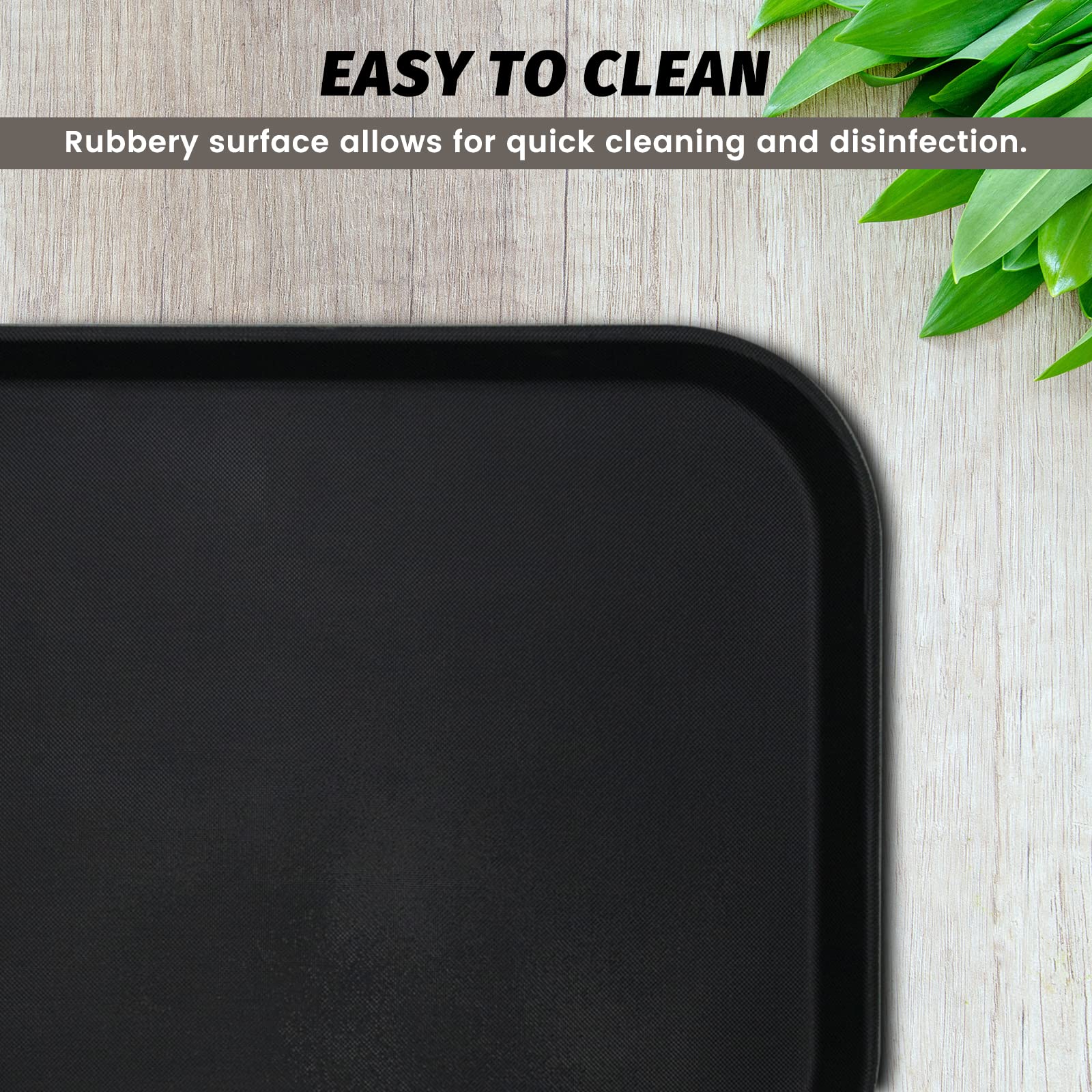 Clivia 6 Pack Restaurant Grade Non-Slip Tray,Fiberglass Serving Trays,Rectangular,17.9 x 13.9 Inch,Plastic,Black - Image 2