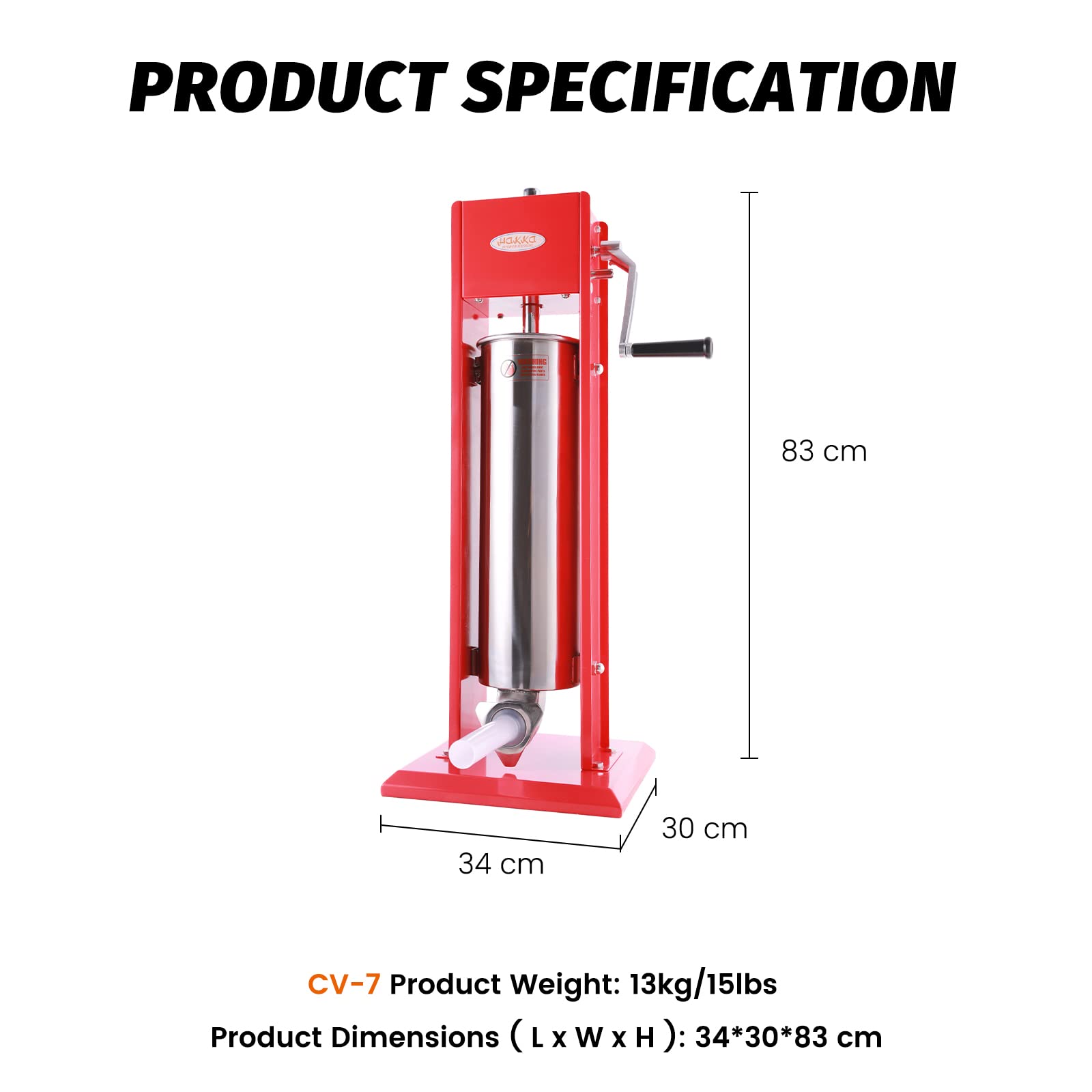 MorganGastro 15 Lb/7L 2 Speed Vertical Spray-painted Sausage Stuffer - Image 5
