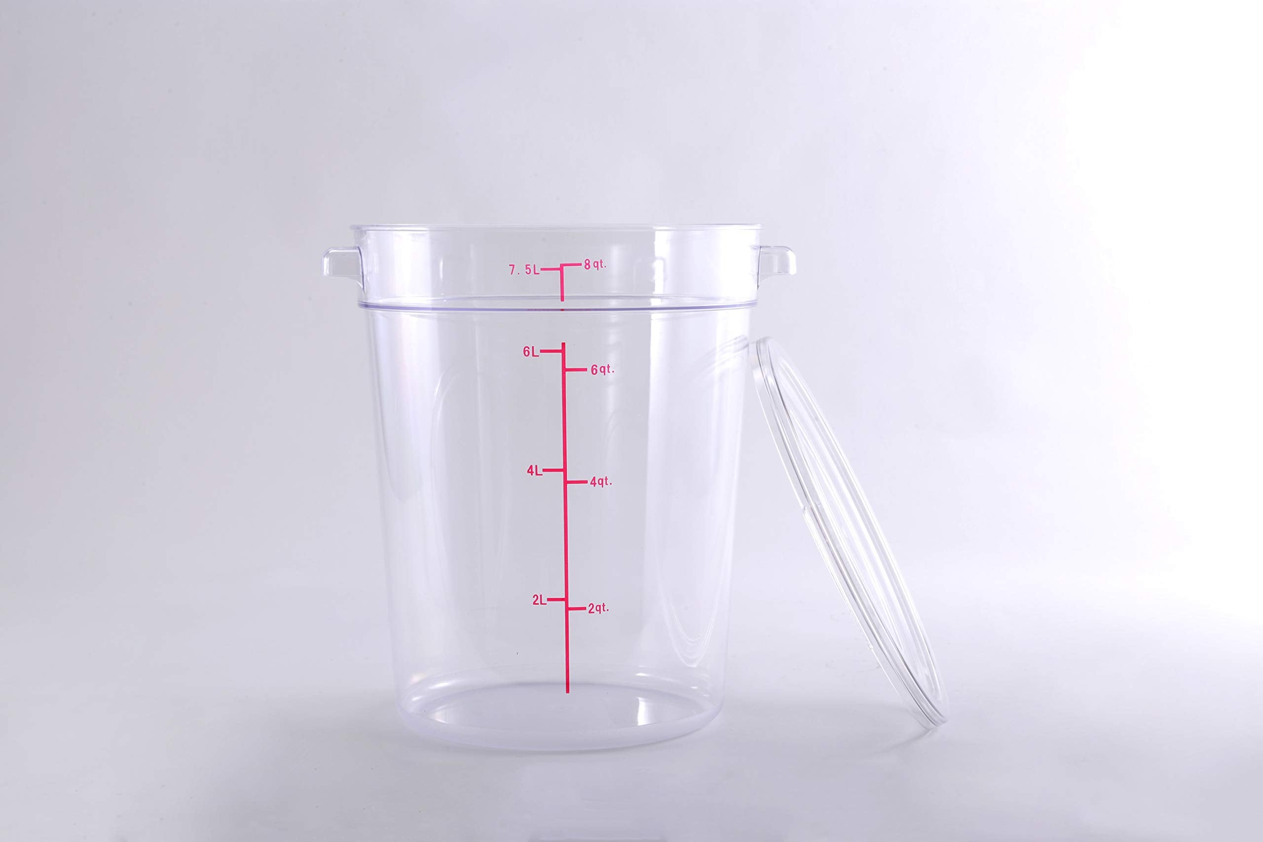 Clivia 8 Qt Commercial Grade Round Food Storage Containers with Lids,Polycarbonate,Clear - Case of 5 - Image 2