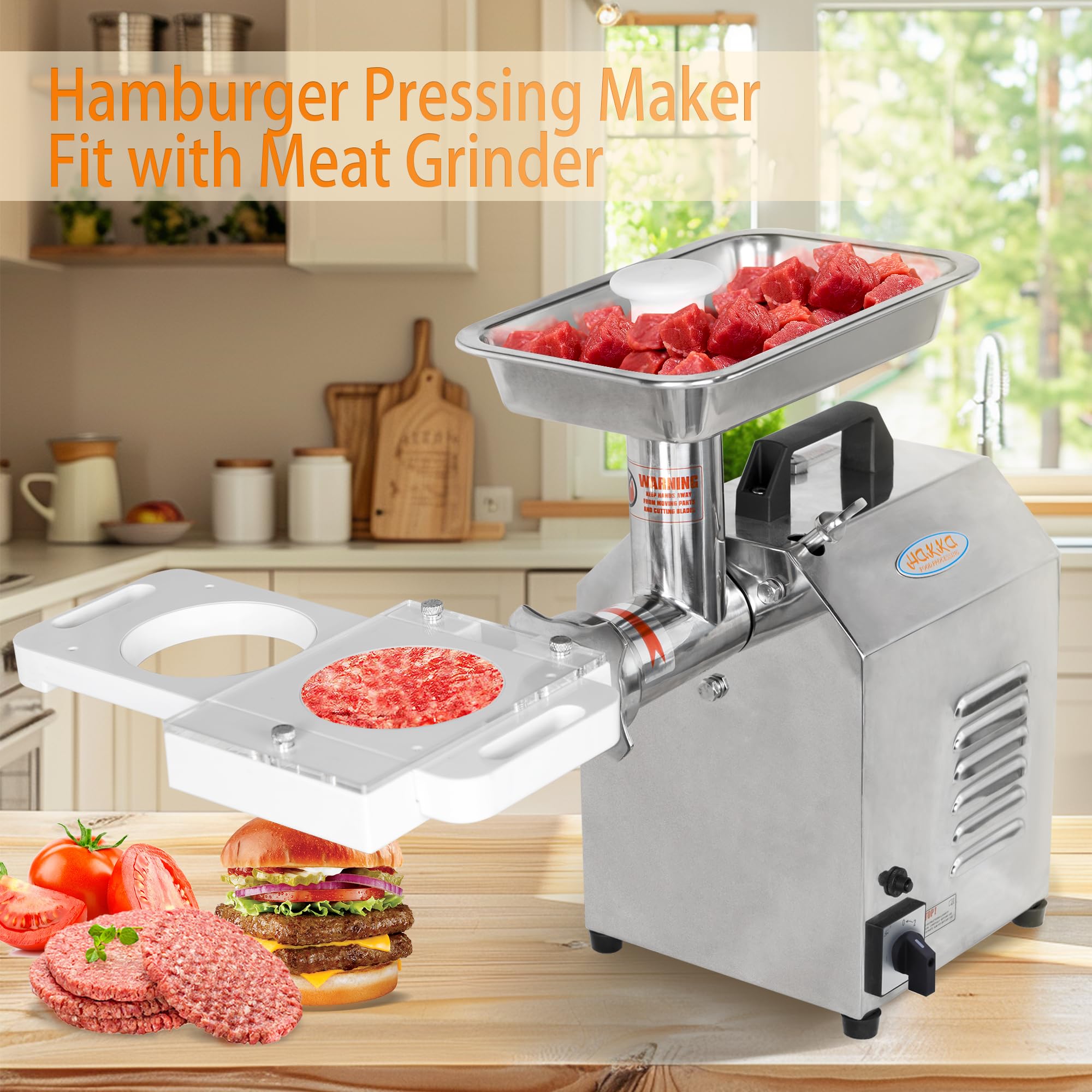 MorganGastro Hamburger Patty Maker Auto Universal Attachment Fit with Meat Grinder and Sausage Stuffer - Image 3