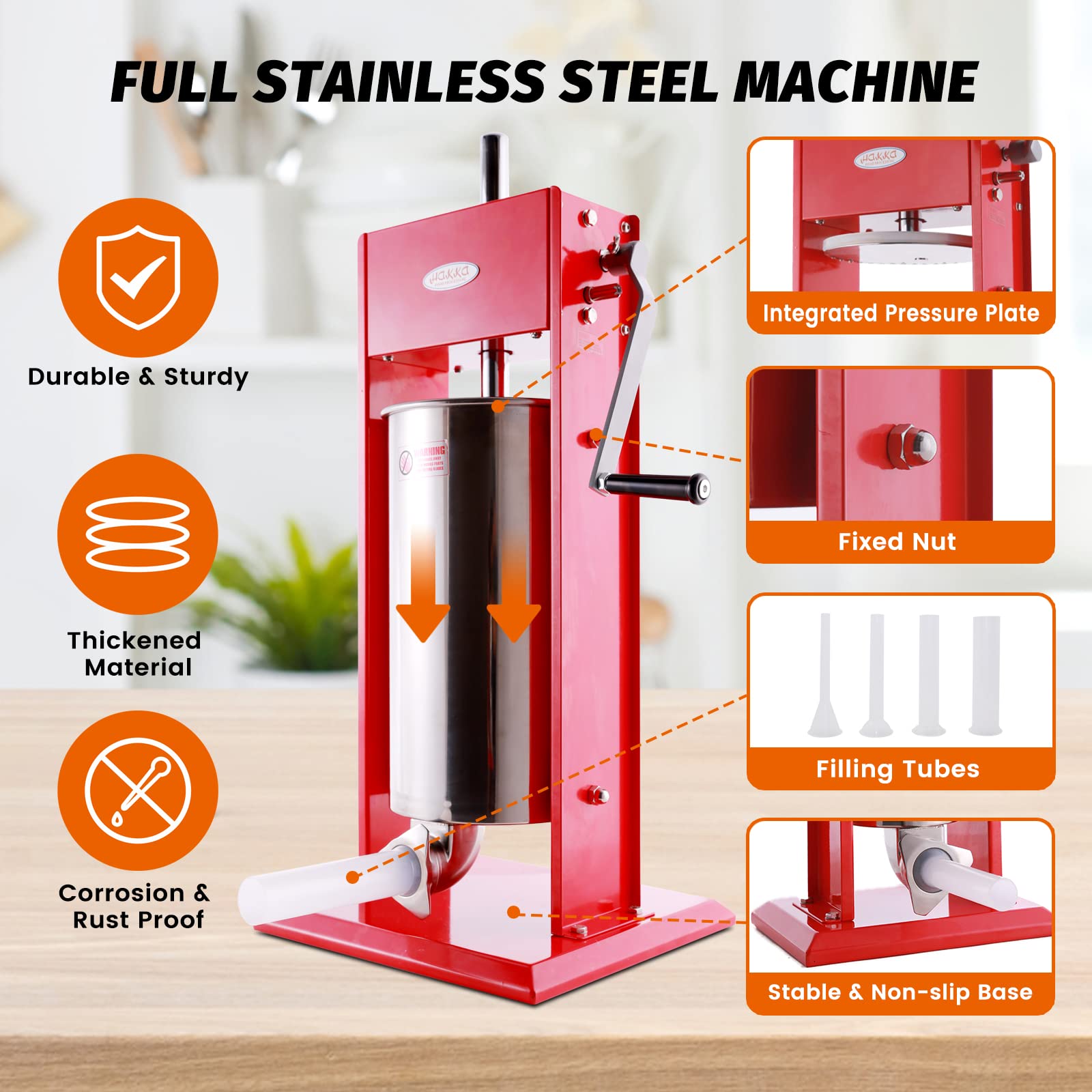 MorganGastro Sausage Stuffer 2 Speed Spray-painted Vertical Sausage Maker (32lb / 15 Liter) - Image 3