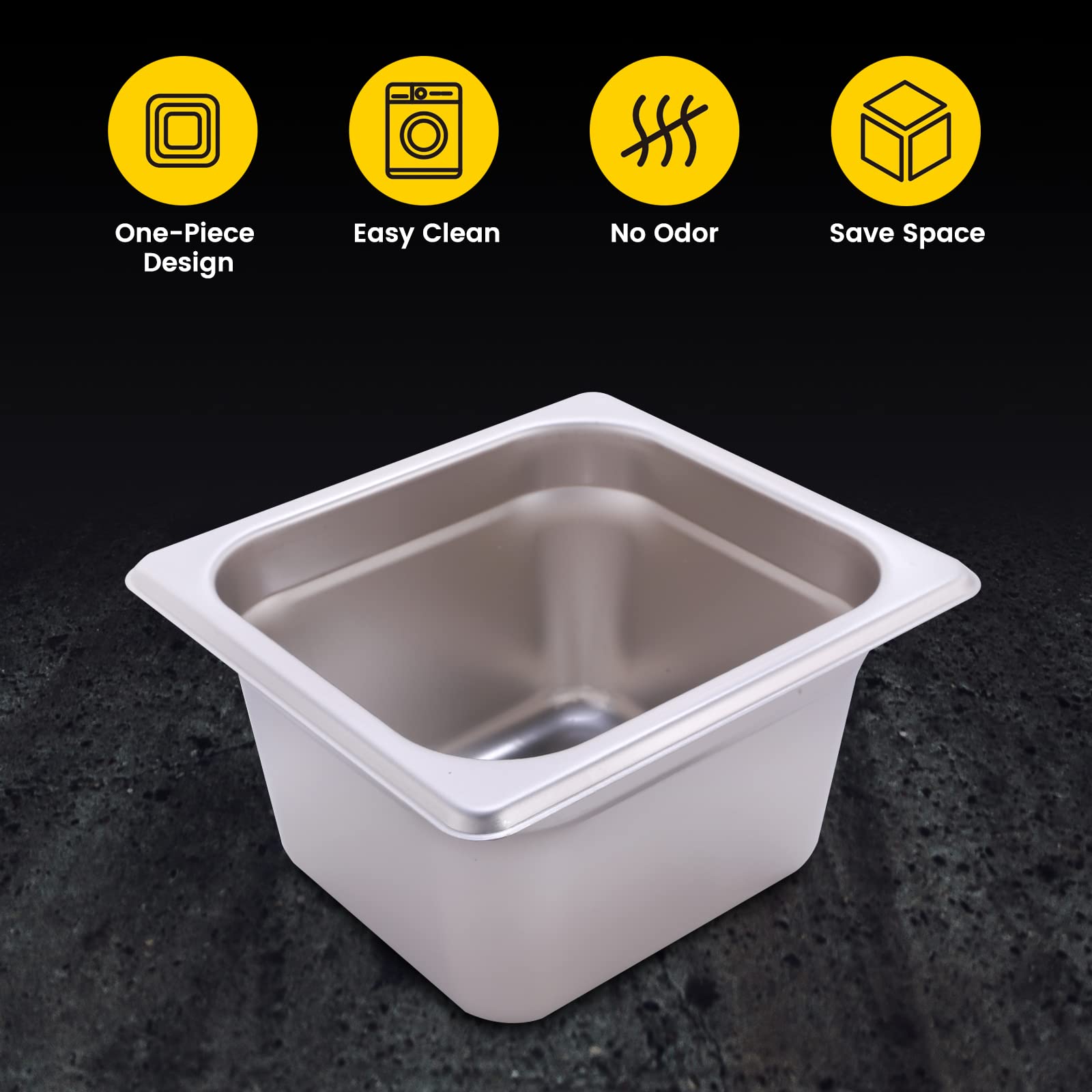 Cliva 1/6 Size Stainless Steel Food Pans,4"Deep Gastronorm Containers- Pack of 6 - Image 3