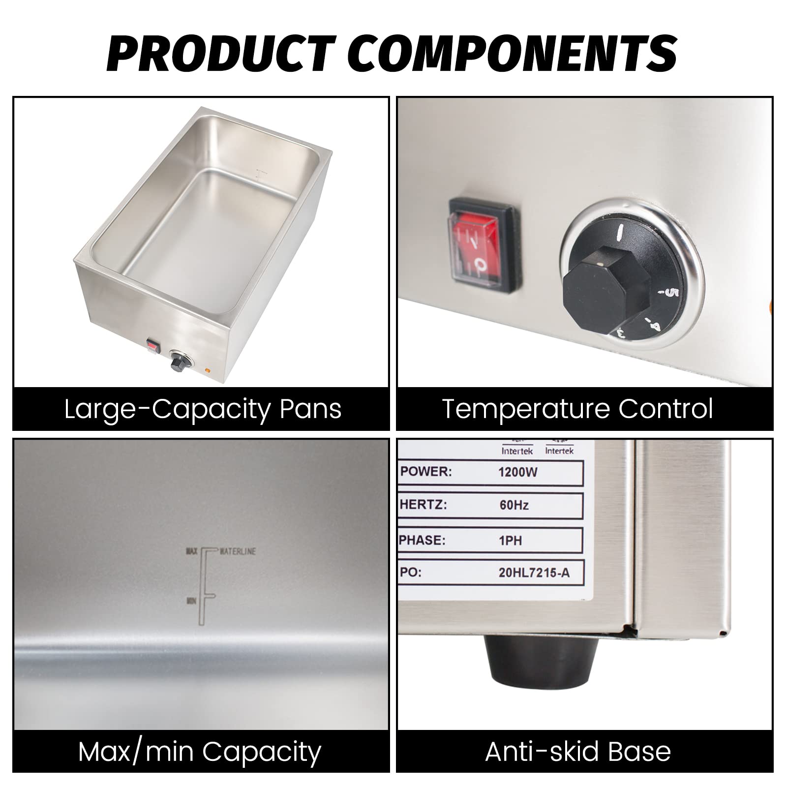 EasyRose 20" x 12" Full Size Electric Countertop Food Warmer - 120V, 1200W(Official Refurbishment) - Image 9