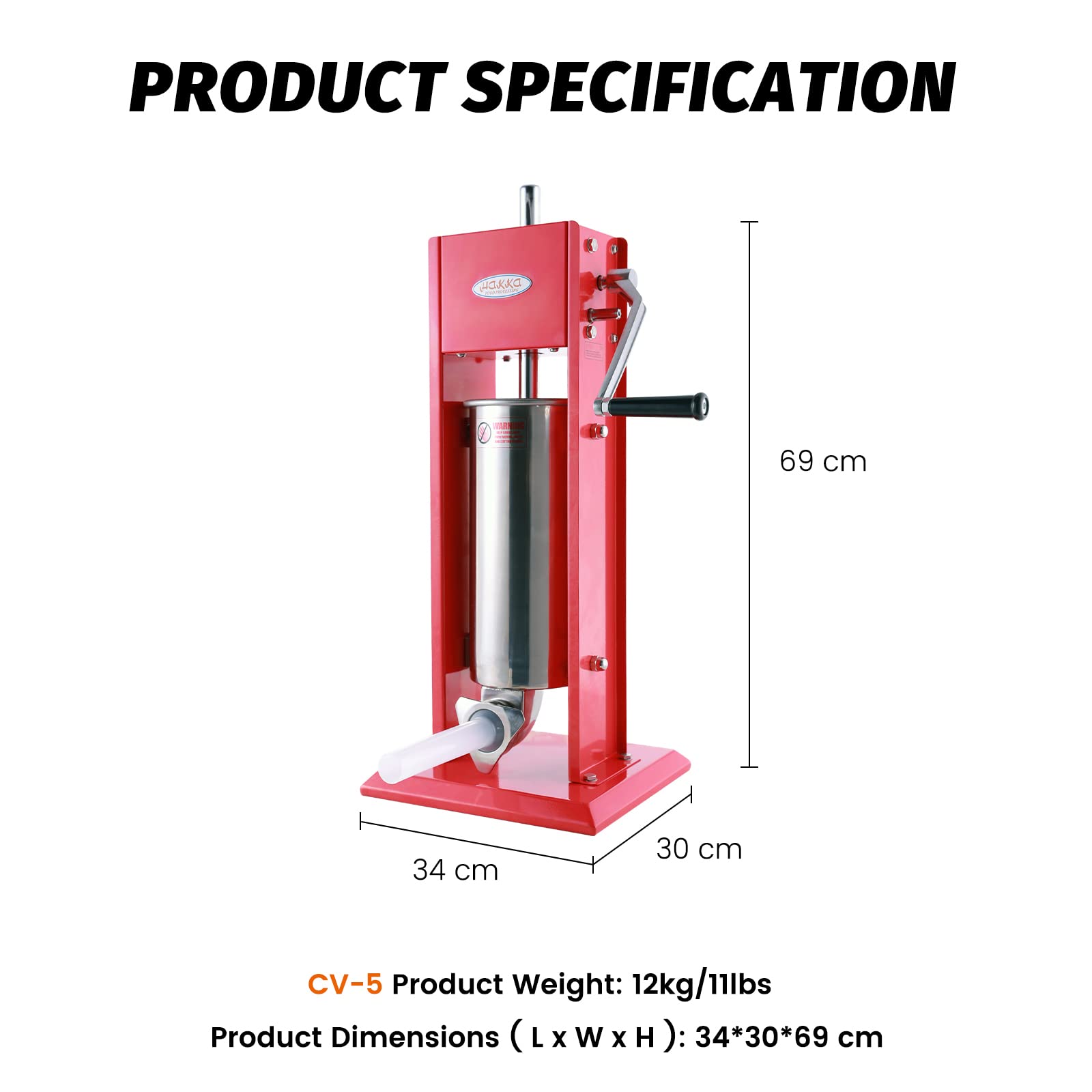 MorganGastro 11 Lb/5 L Spray-painted Vertical Sausage Stuffer(Official Refurbishment) - Image 3