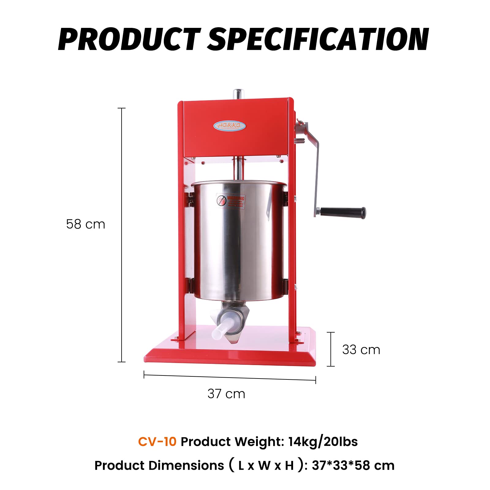 MorganGastro 22 Lbs(10 Liter) Sausage Stuffer 2 Speed Stainless Steel Vertical Meat Filler(Official Refurbishment) - Image 4
