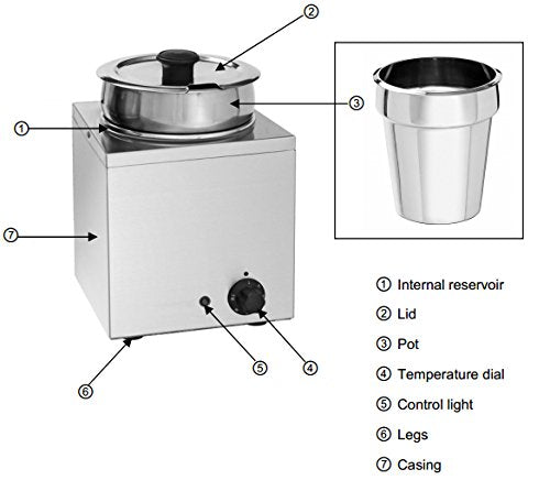 EasyRose 6.5L 2 Pans Bain Marie Food Warmer Soup Buffet Countertop Steamer Pot - 110V, 400W - Image 4