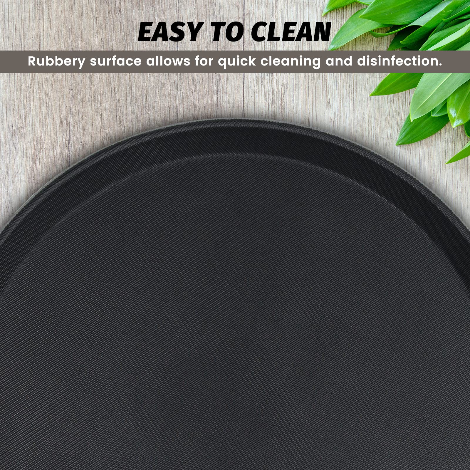 Clivia 6 Pack Restaurant Grade Non-Slip Tray,Fiberglass Serving Trays,Round,16-inch,Plastic,Black - Image 3