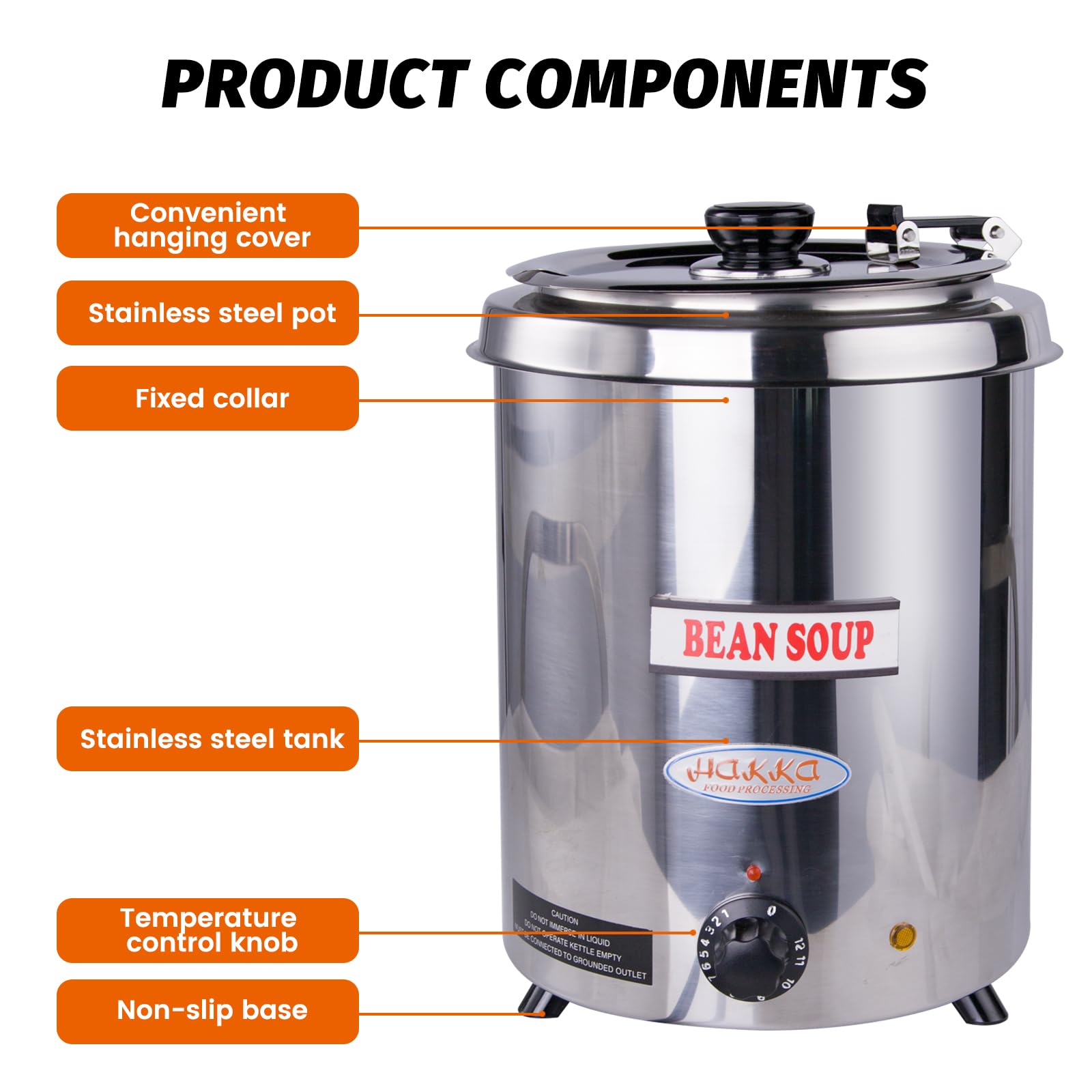 EasyRose 6Qt Soup Warmer Commercial Soup Kettle Warmer with Hinged Lid and Detachable Stainless Steel Pot - Image 3
