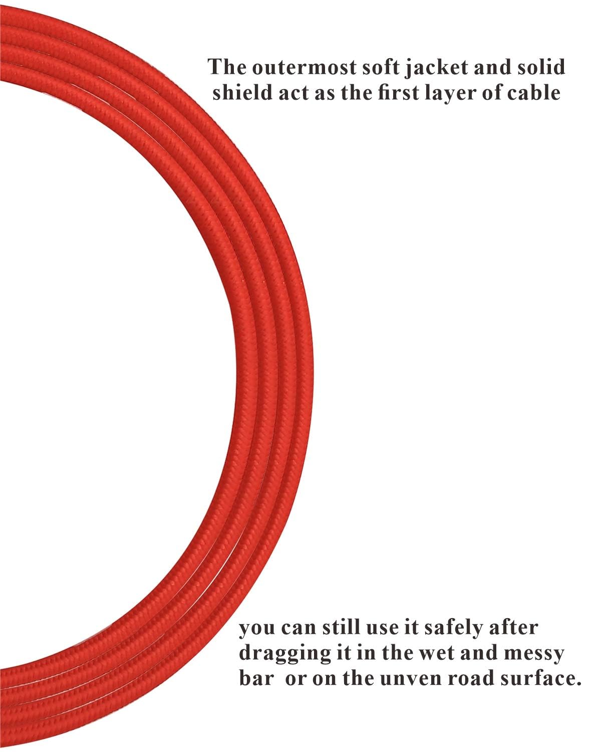 10Feet Professional Guitar Instrument Cable with a red Tweed Coat Angle 1/4 Inch TS to Straight 1/4 Inch TS - Image 3
