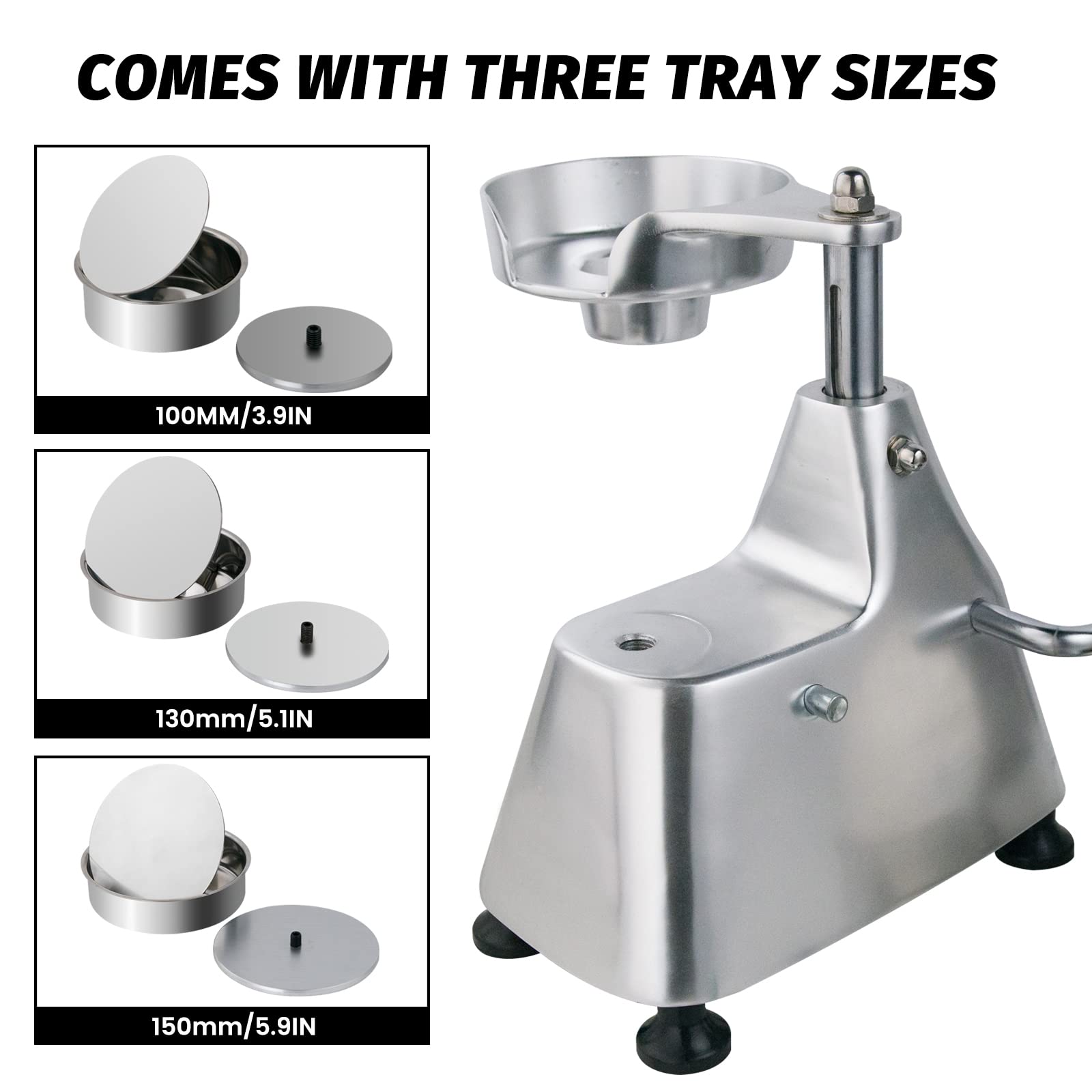 (Official Refurbishment)MorganGastro Commercial Burger Press 3 in 1 Heavy Duty Hamburger Press, Hamburger Patty Maker, with Three Size Trays 4"/5"/6", Includes 1500 Pcs Patty Papers - Image 4