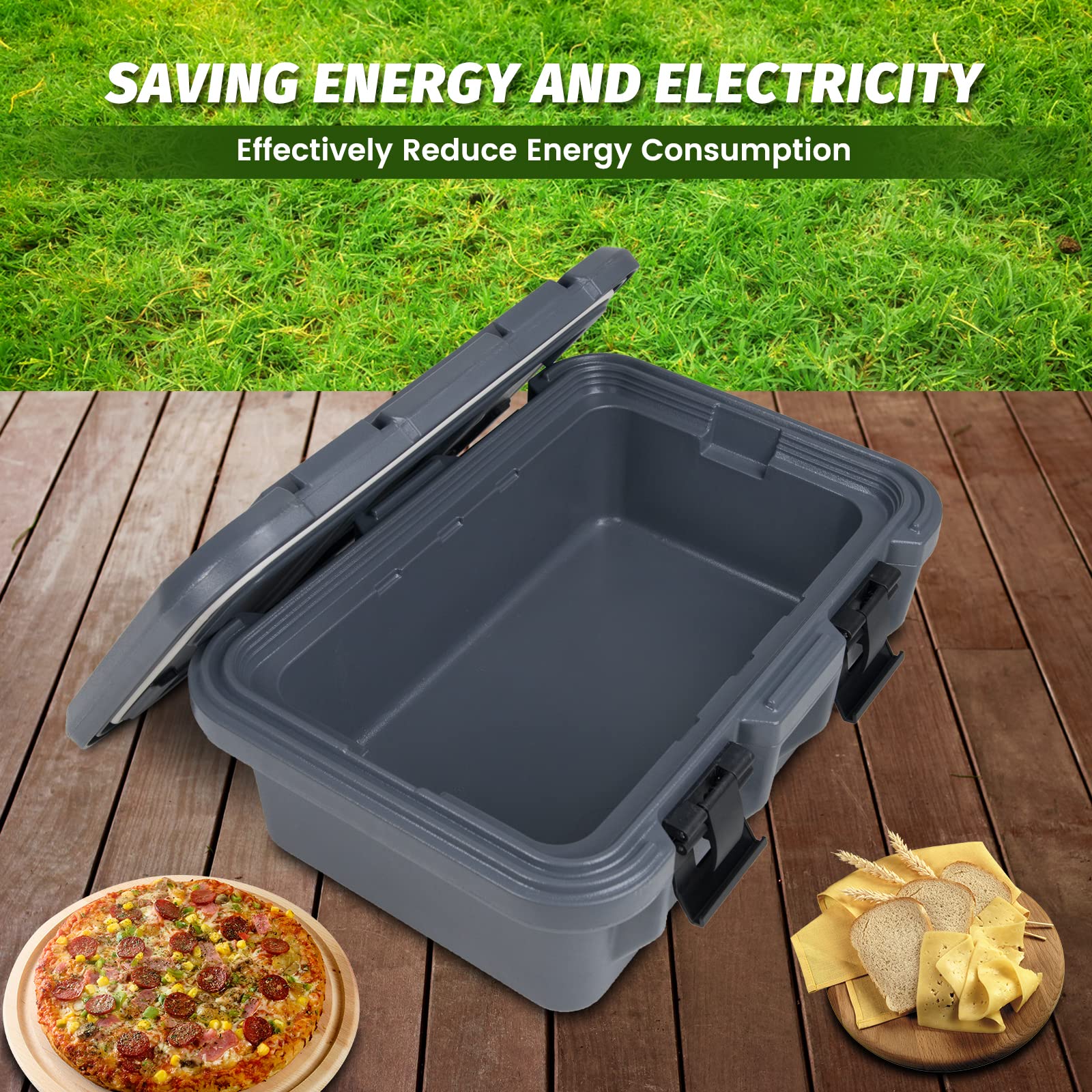 Clivia 22.5L Insulated Food Pan Carrier, Stackable and Loader, Suit for Restaurant, Canteen, Outdoor Banquets, Black