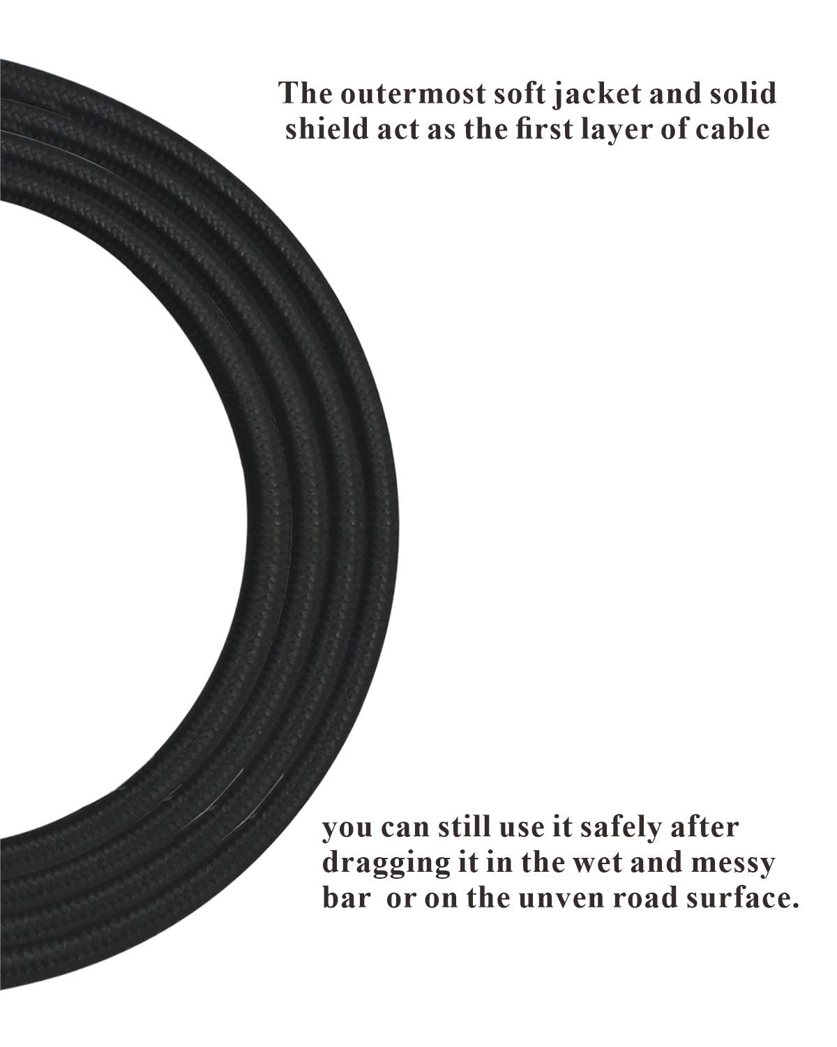 10feet Professional Guitar Instrument Cable, Guitar Cable Right Angle1/4 Inch TS to Straight 1/4 Inch TS for Electric Guitar, Bass, Keyboard, Pro Audio - Image 3