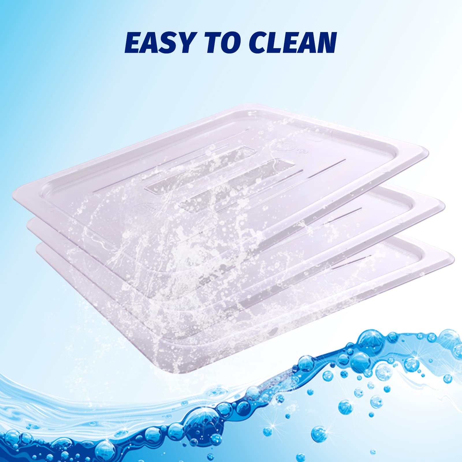 Clivia 6-Pcs Food Pan Lid 1/6 Size Clear Polycarbonate Hotel Pan Cover with handle - Image 4