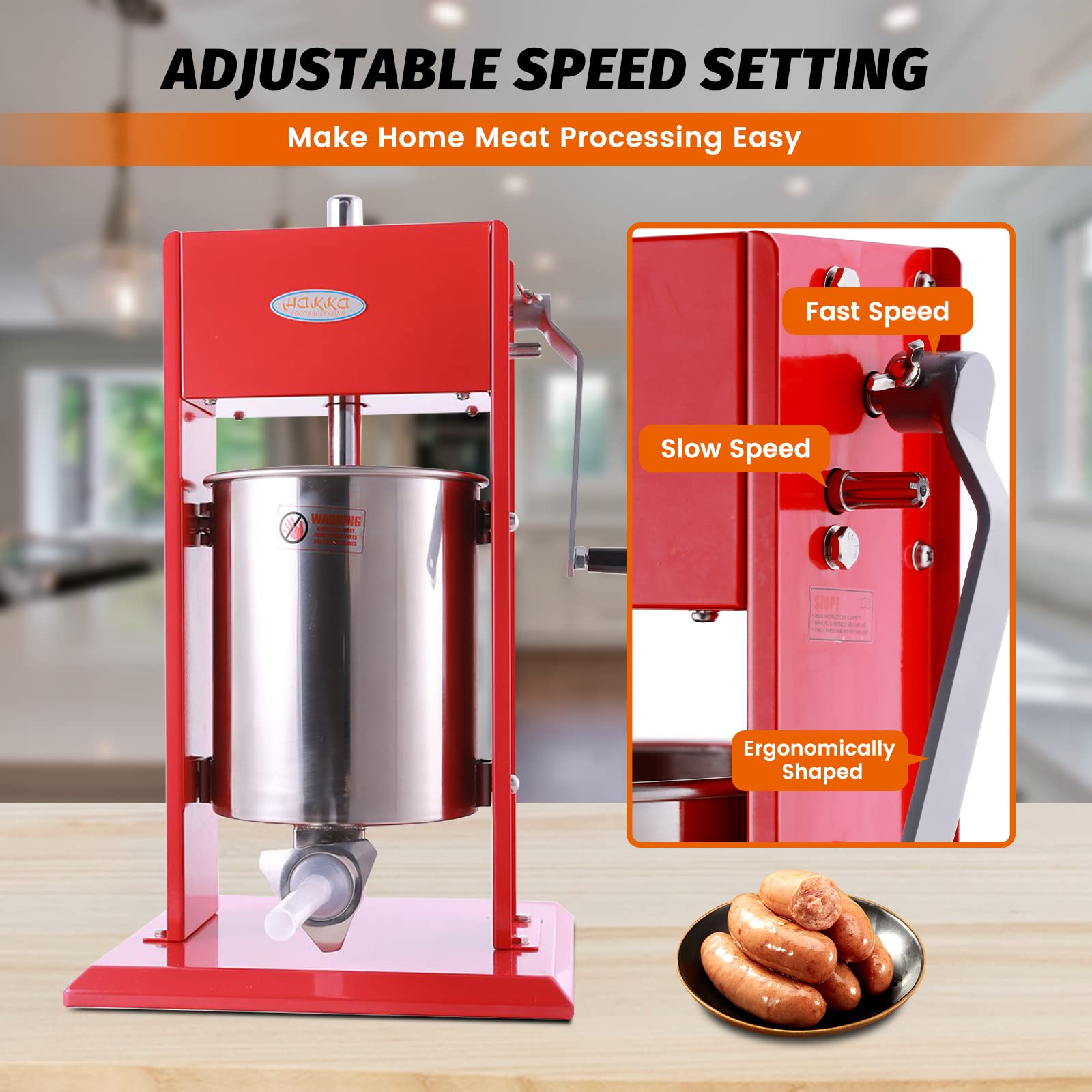MorganGastro 22 Lbs(10 Liter) Sausage Stuffer 2 Speed Stainless Steel Vertical Meat Filler(Official Refurbishment) - Image 5