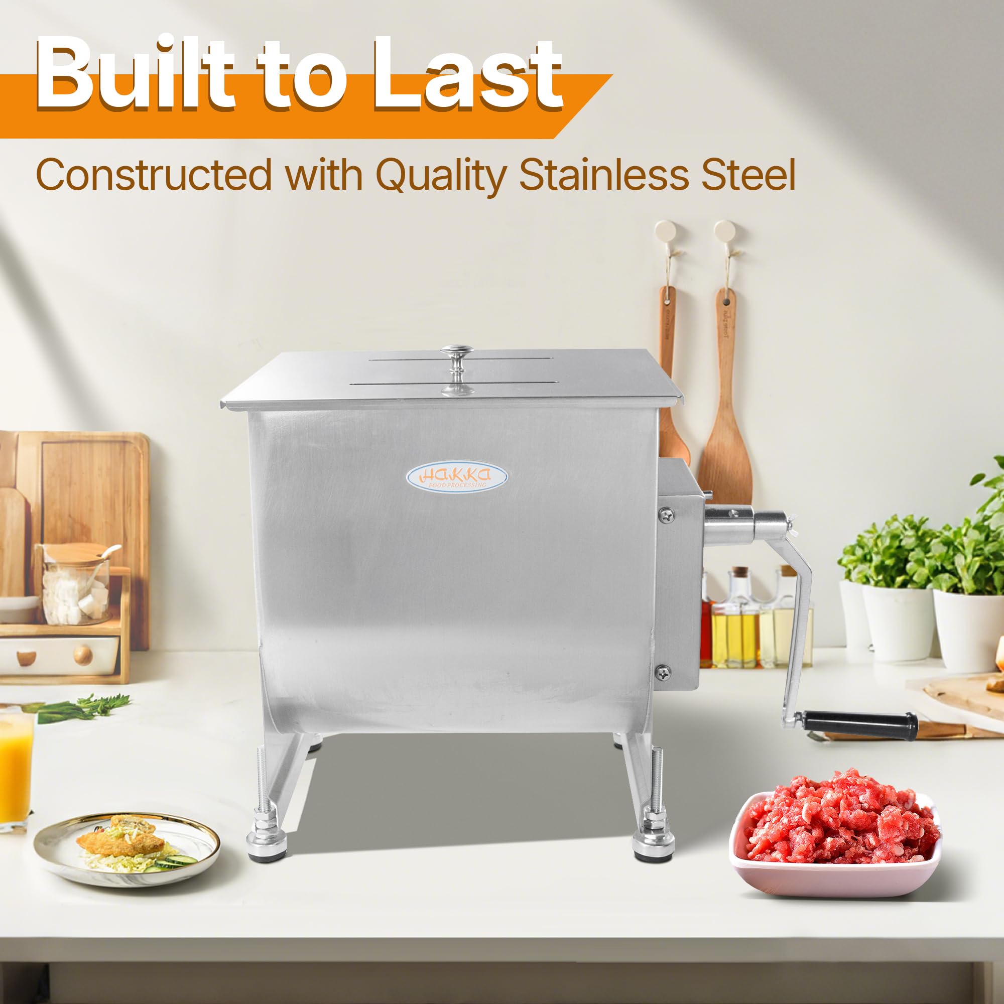 MorganGastro 45L/90lb Manual Meat Mixer Stainless Steel Hopper Food Mixer Machine - Image 4