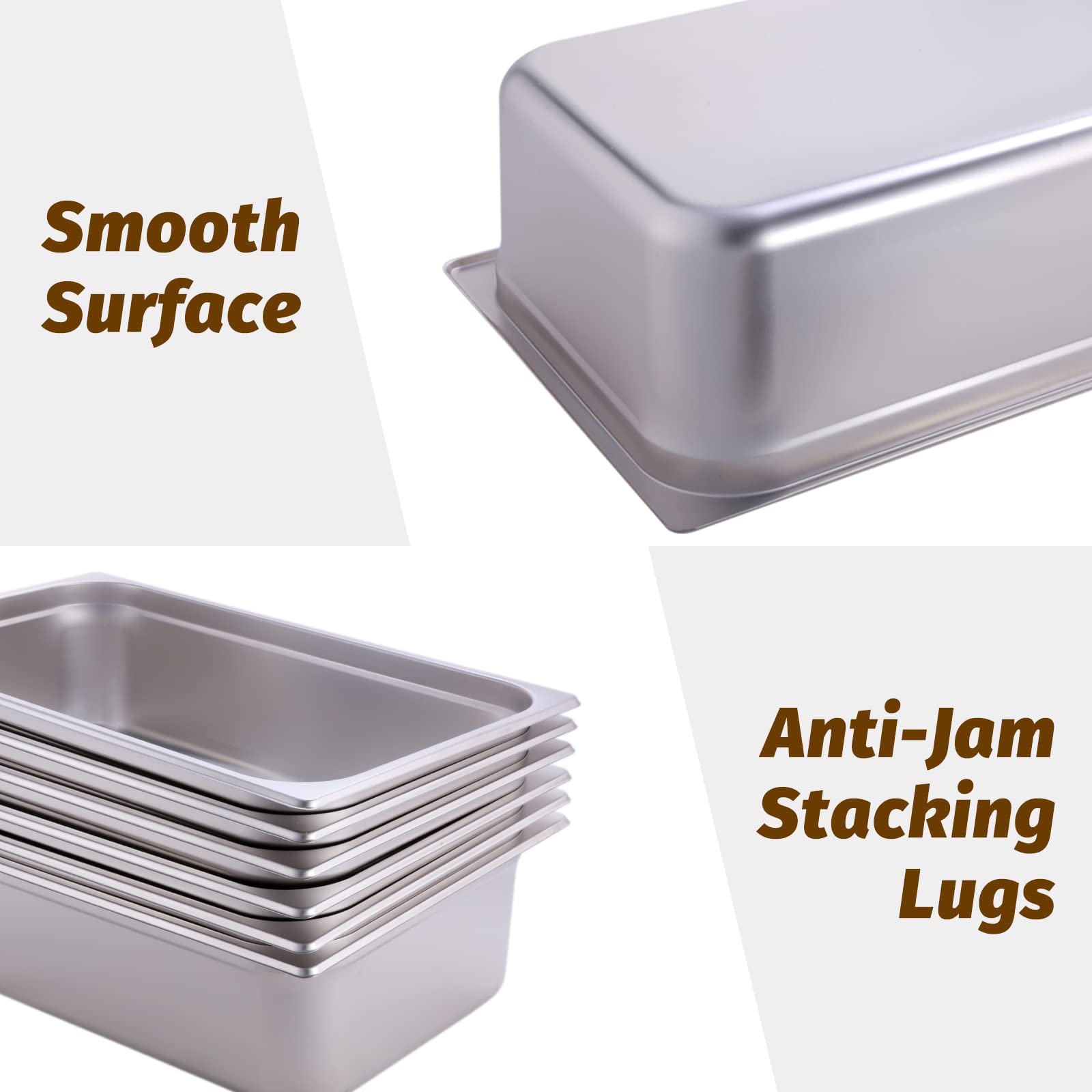 Cliva 1/6 Size Stainless Steel Food Pans,4"Deep Gastronorm Containers- Pack of 6 - Image 4