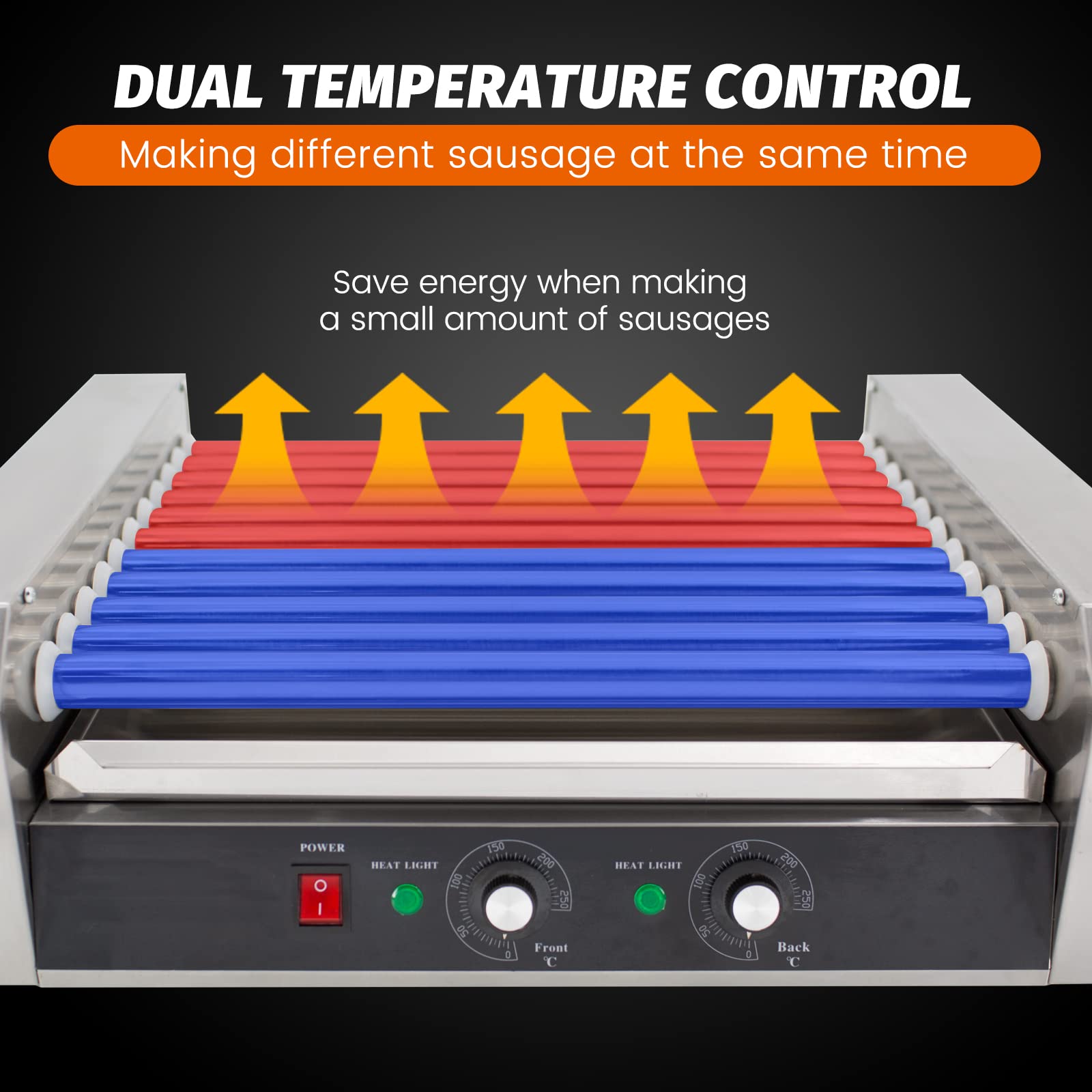 EasyRose Commercial Hot Dog Roller Grill with 11 Rollers(Official Refurbishment) - Image 5