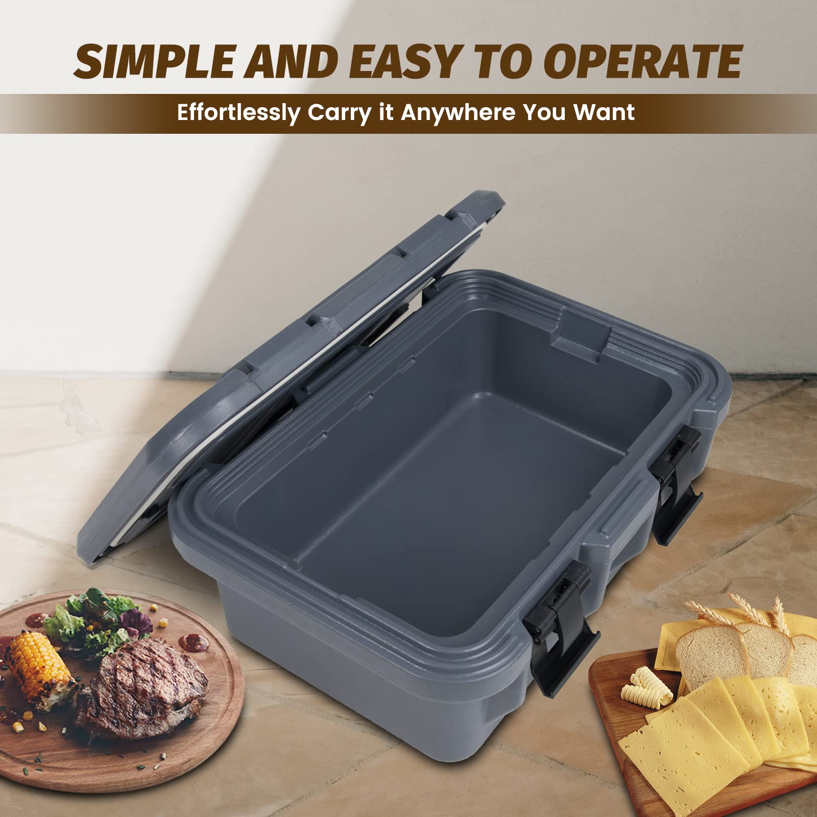Clivia 22.5L Insulated Food Pan Carrier, Stackable and Loader, Suit for Restaurant, Canteen, Outdoor Banquets, Black - Image 4