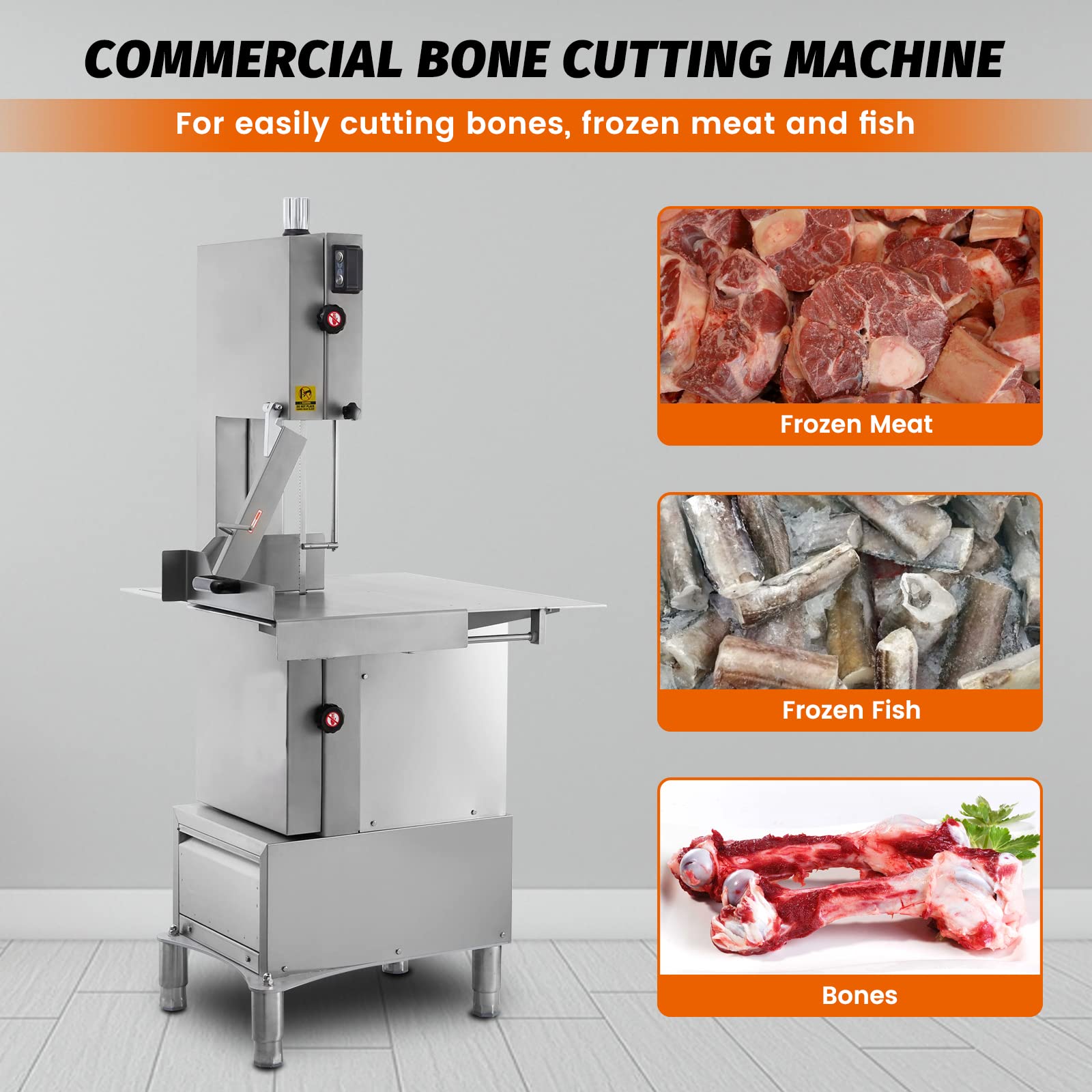 MorganGastro Bone Saw Machine 79" Electric Butcher Bandsaw Countertop Meat Bone Cutter - Image 3