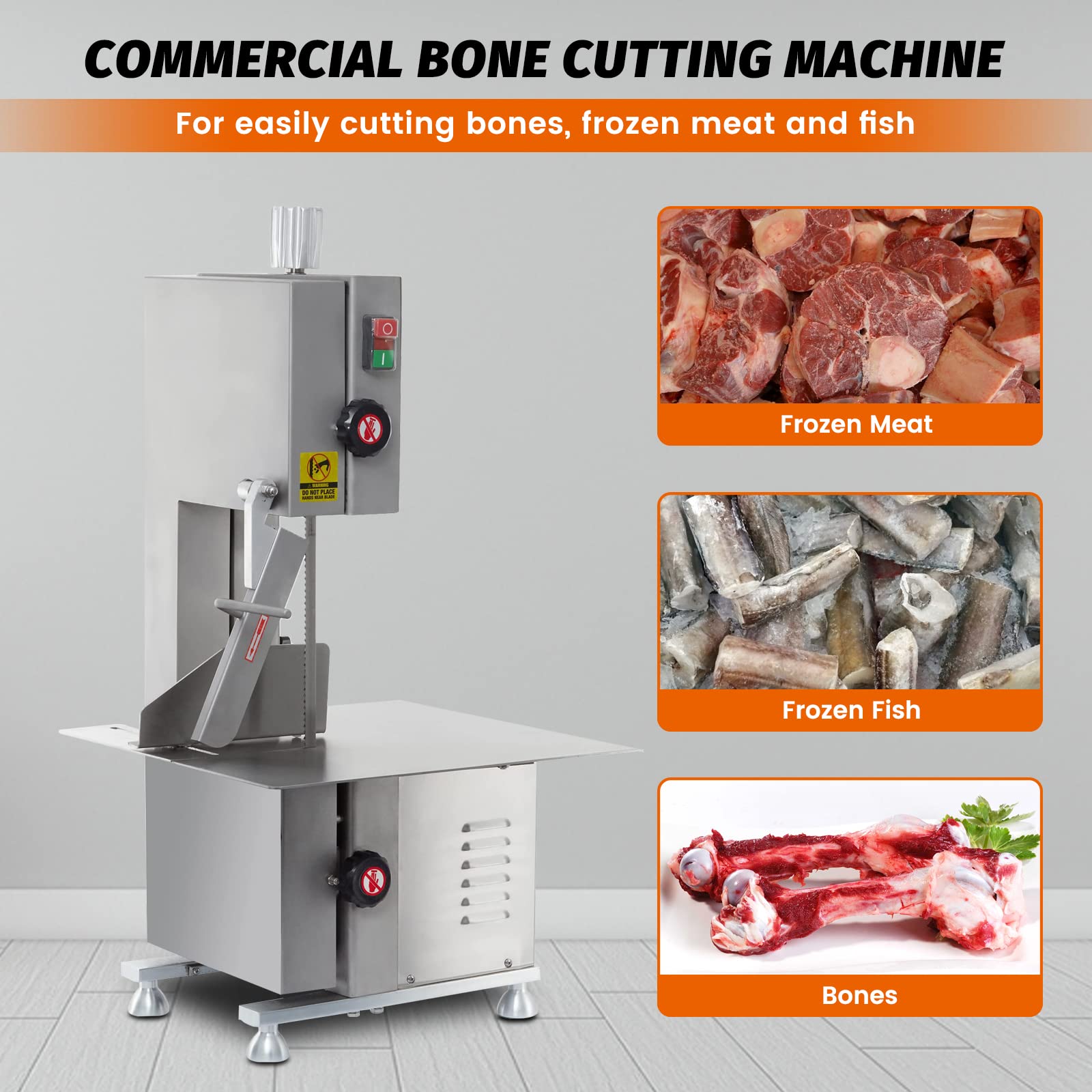 MorganGastro Bone Saw Machine 65" Electric Butcher Bandsaw Countertop Meat Bone Cutter - Image 3