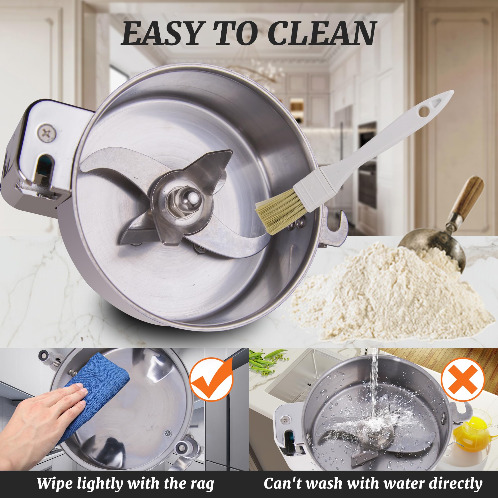 MorganGastro Grain Mill 100g High Speed Food Electric Stainless Steel Powder MillSeeds Flour Nut Pill Wheat Corn Herbs Spices Powder Machine,650W - Image 4