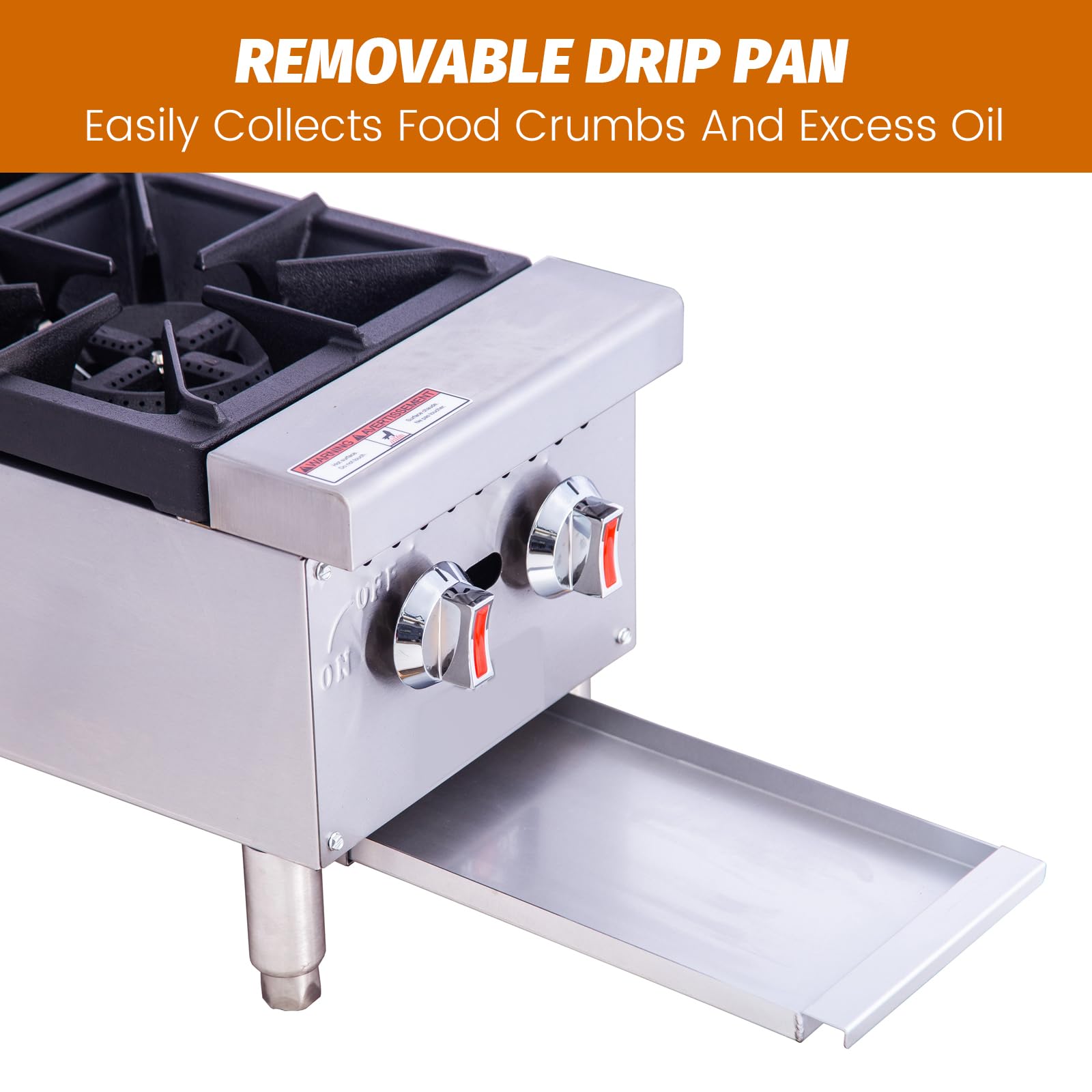 EASYROSE 12" Countertop Gas Hotplate 2 Burners Heavy Duty 60,000 BTU Gas Stove - Image 4
