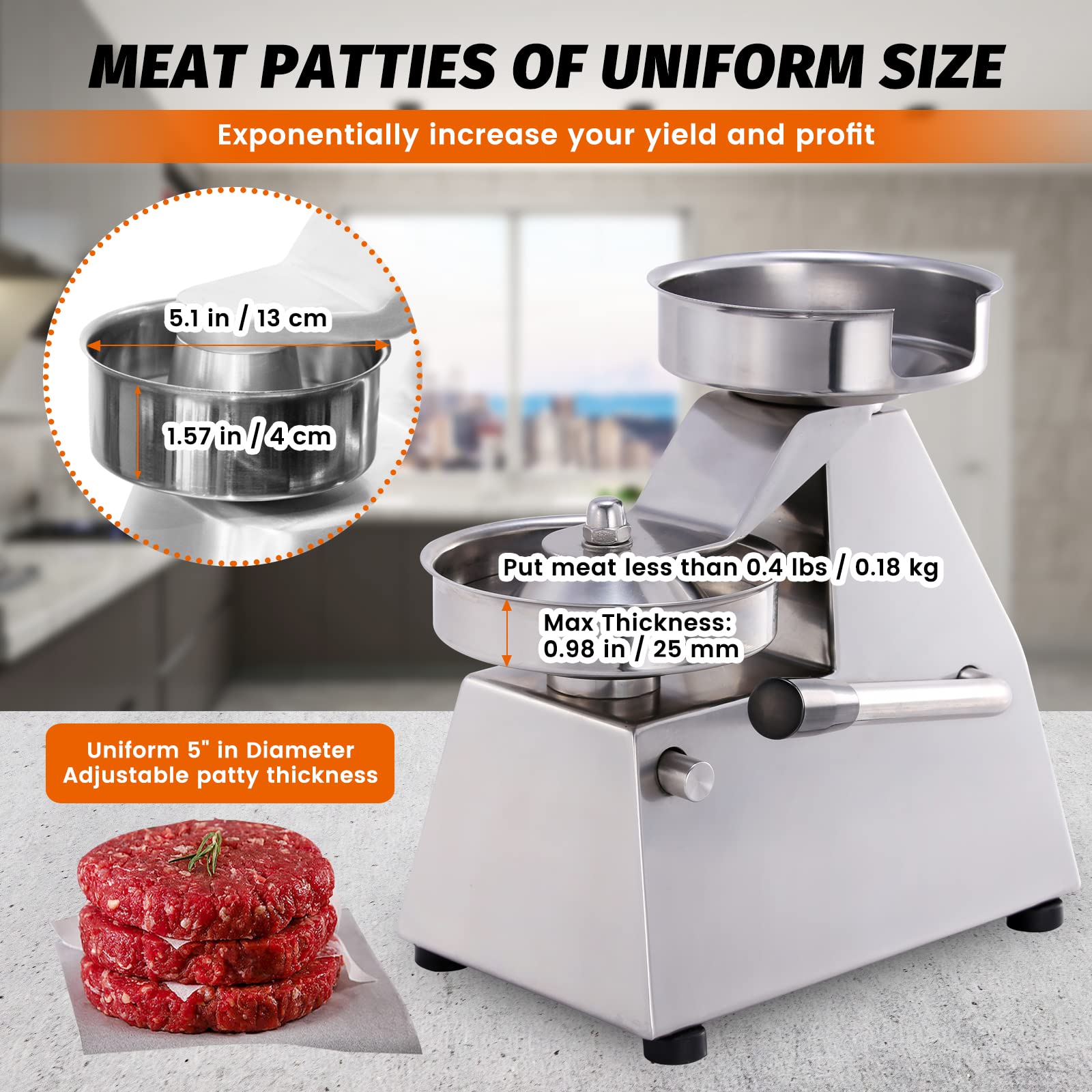 MorganGastro Commercial Hamburger Press Maker and Burger Press (5" Burger Press) - Image 5