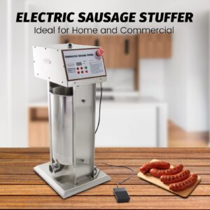 （Official refurbishment）MorganGastro Commercial 30LB Stainless Steel Electric Sausage Stuffer and Vertical Sausage Maker