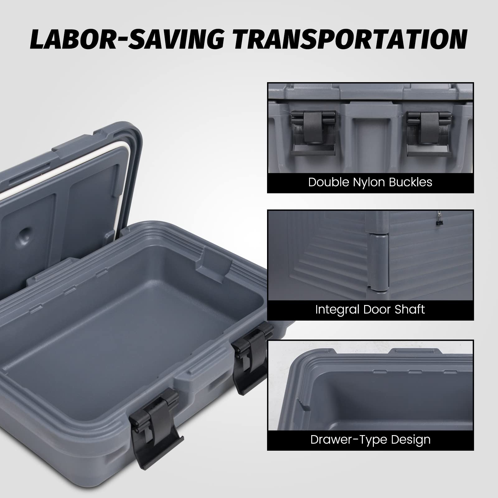 Clivia 14.8L Insulated Food Pan Carrier, Stackable and Loader, Suit for Restaurant, Canteen, Outdoor Banquets, Black - Image 4