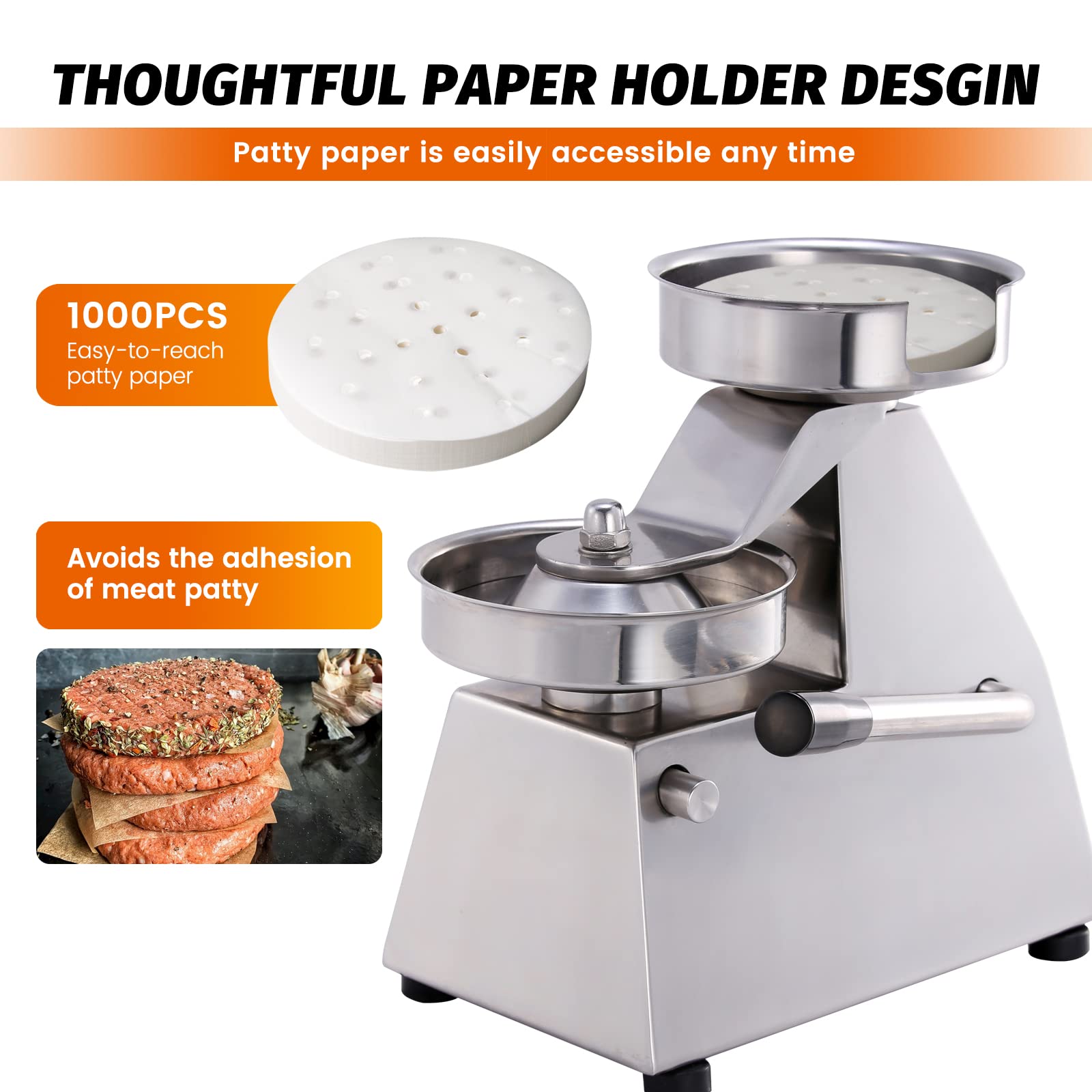 MorganGastro Commercial Hamburger Press Maker and Burger Press (5" Burger Press) - Image 3