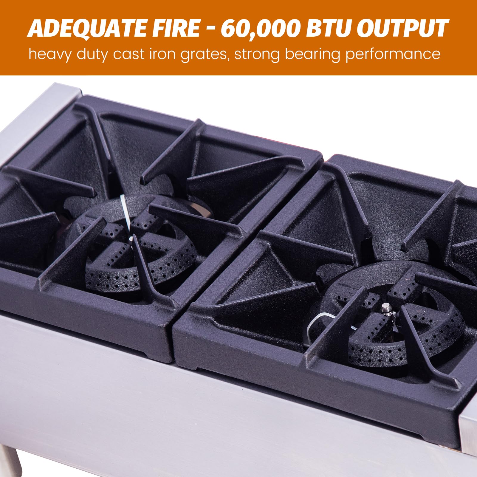 EASYROSE 12" Countertop Gas Hotplate 2 Burners Heavy Duty 60,000 BTU Gas Stove - Image 5