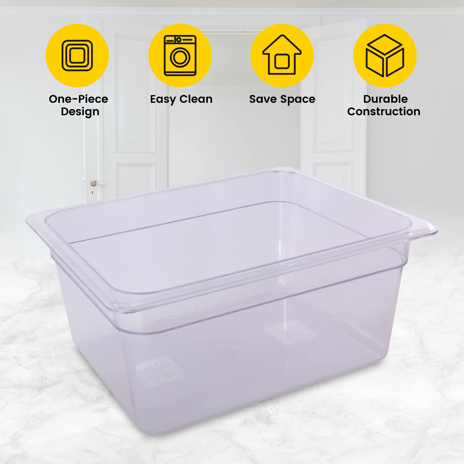 Clivia 6-Pack Food Pan Half Size Clear Polycarbonate Food Pans 1/2 Size 4" Deep Commercial Hotel Pans for Party, Restaurant, Hotel - Image 5