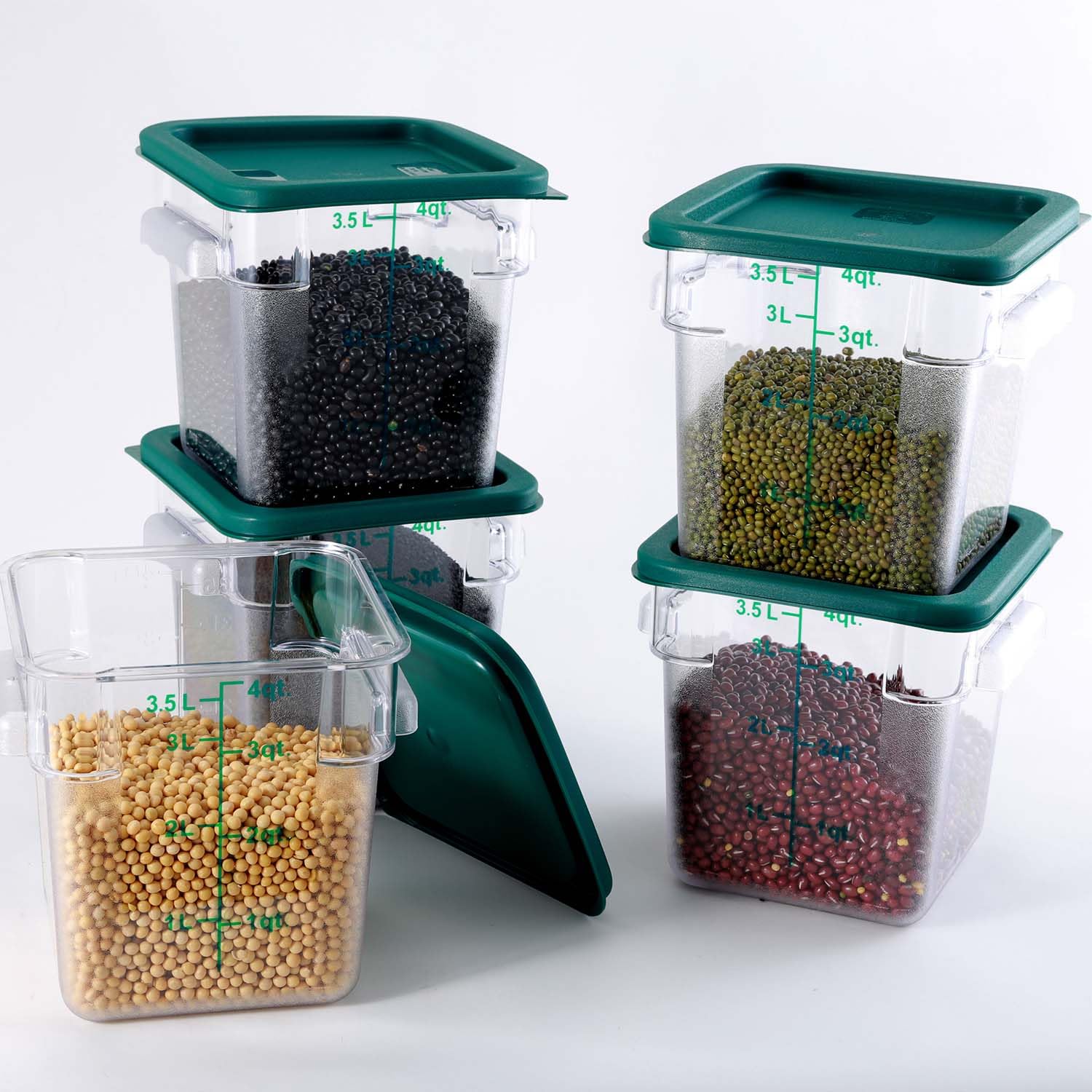 Clivia 4 Qt Commercial Grade Square Food Storage Containers with Lids,Polycarbonate,Clear - Case of 5 - Image 4