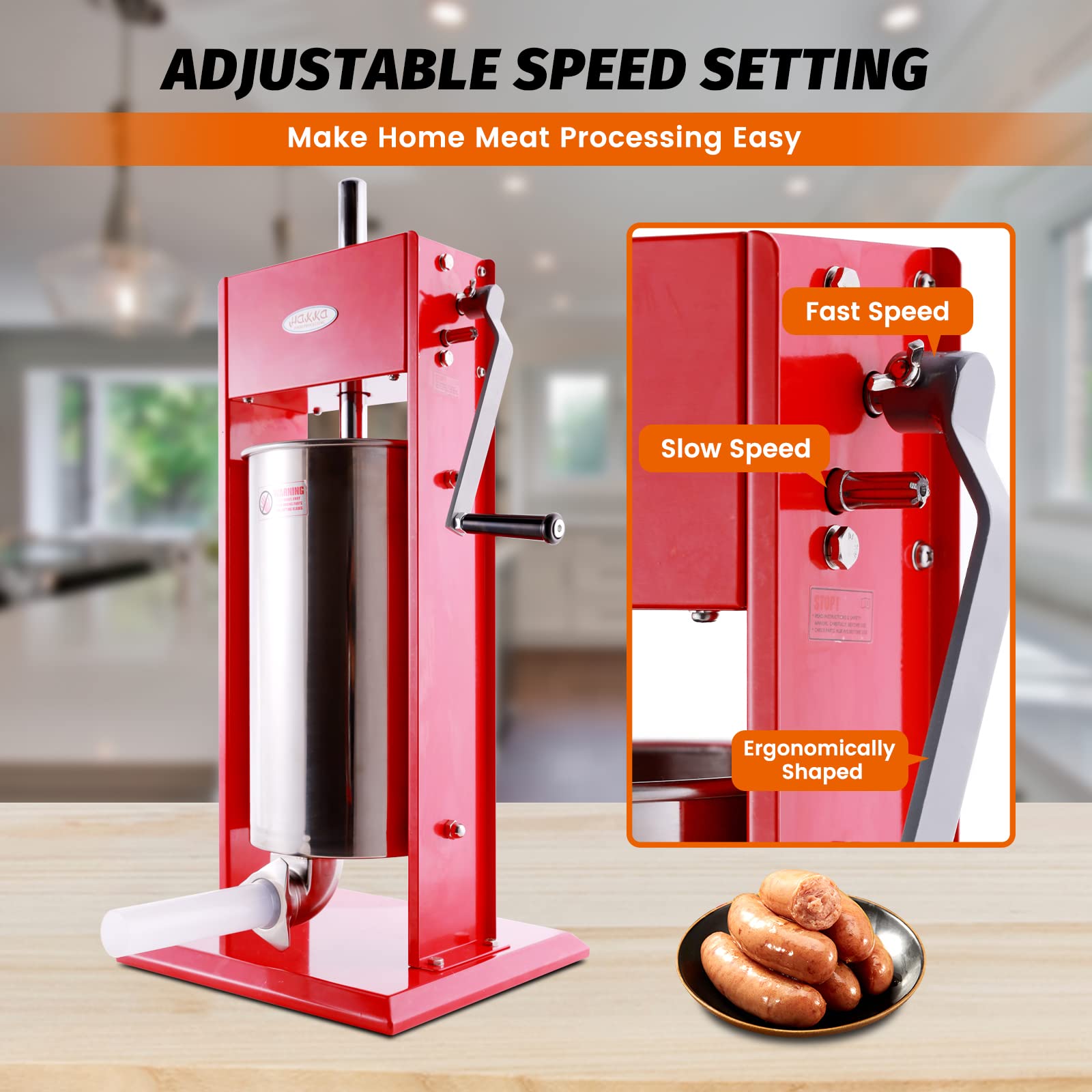 MorganGastro Sausage Stuffer 2 Speed Spray-painted Vertical Sausage Maker (32lb / 15 Liter) - Image 4