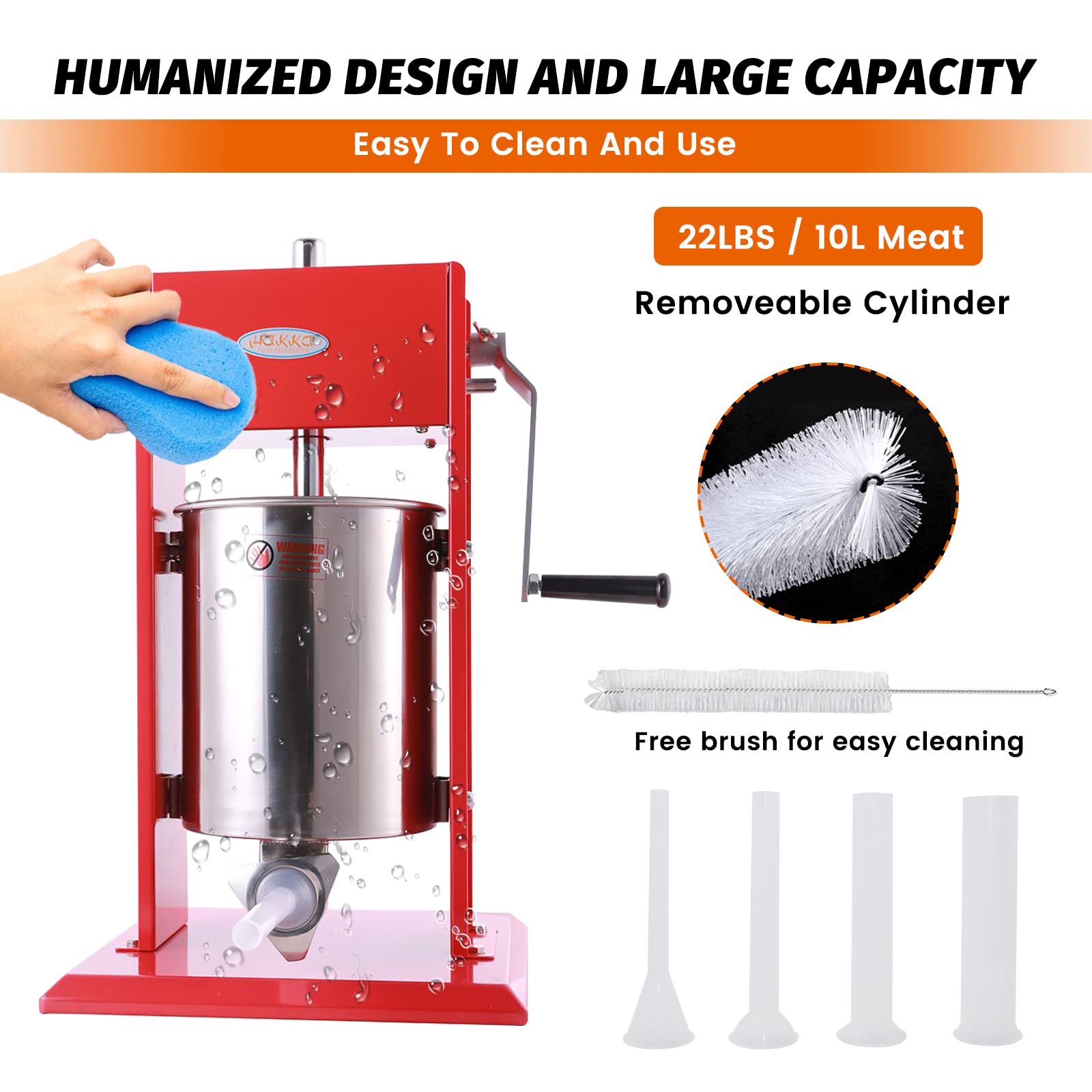 MorganGastro 22 Lbs(10 Liter) Sausage Stuffer 2 Speed Stainless Steel Vertical Meat Filler(Official Refurbishment) - Image 6