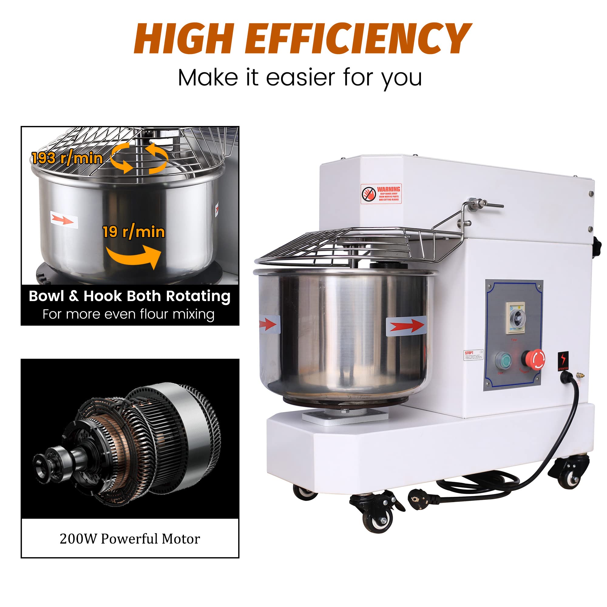 MorganGastro Commercial 5 Quart Spiral Mixers and Dough Mixer(Official refurbishment) - Image 3