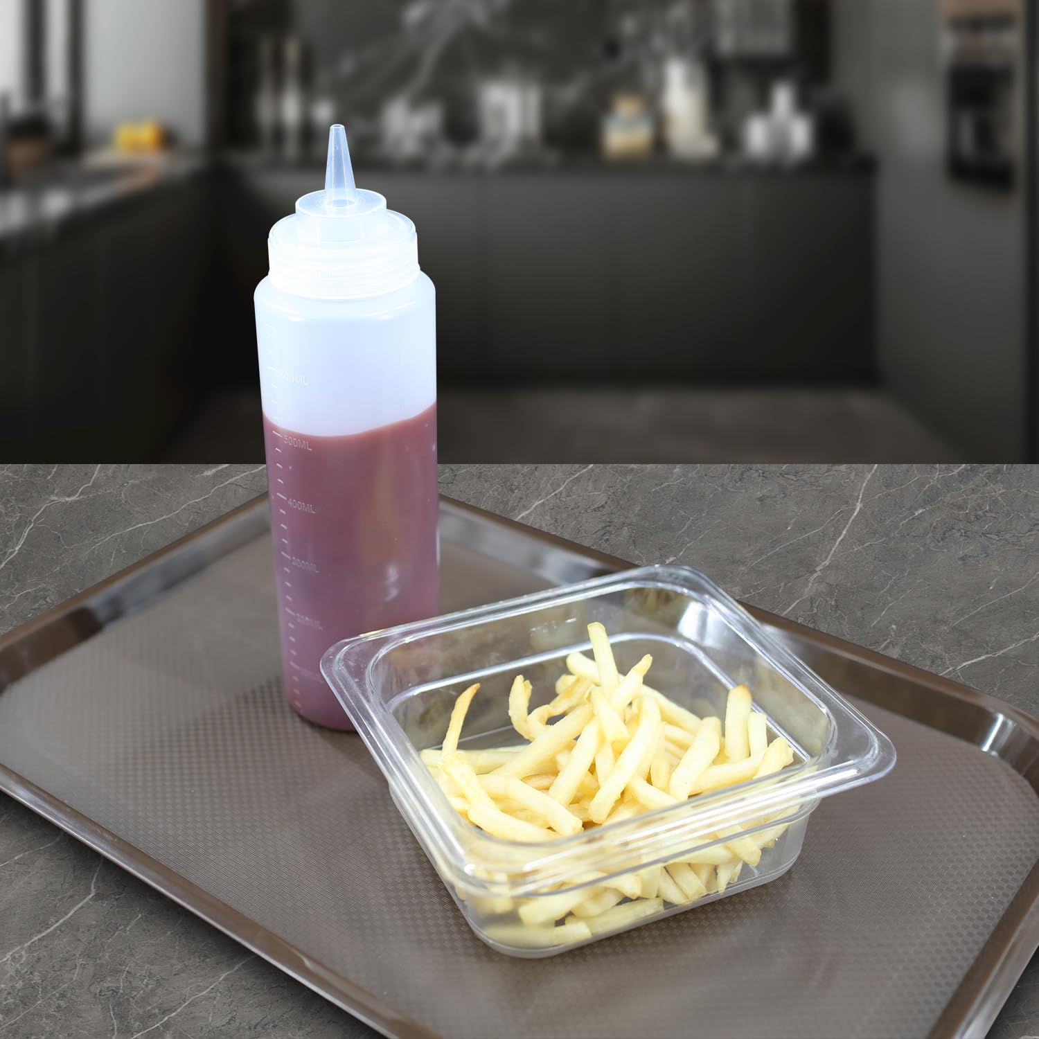 EasyRose Set of 6 Plastic Condiment Squeeze Bottles,Sauce bottle,Squeeze Bottle Dispenser,Refillable With Tip Cap (12 oz) - Image 5