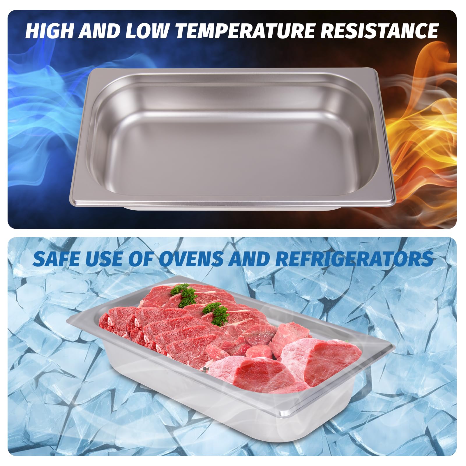 Clivia 1/3 Size Stainless Steel Food Pans,2.5"Deep Food Containers- Pack of 6 - Image 6