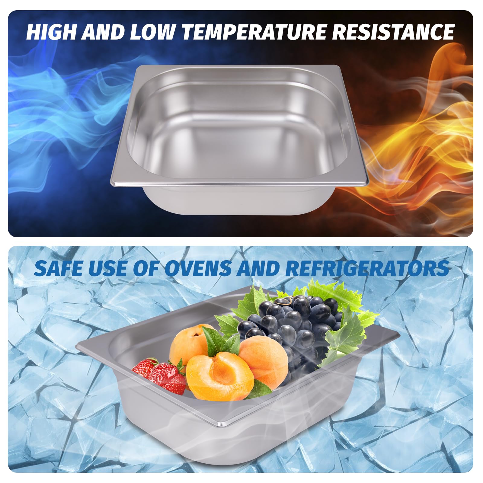 Clivia 1/2 Size 6-Pack Hotel Pans Half Size Steam Table Pan 4" Deep Commercial Hotel Pan Stainless Steel Pan for Party, Restaurant, Hotel - Image 5