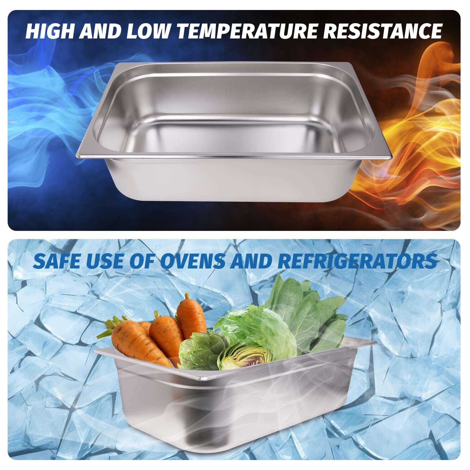 Clivia 1/1 Size Stainless Steel Food Pans,6"Deep Food Containers- Pack of 6 - Image 6