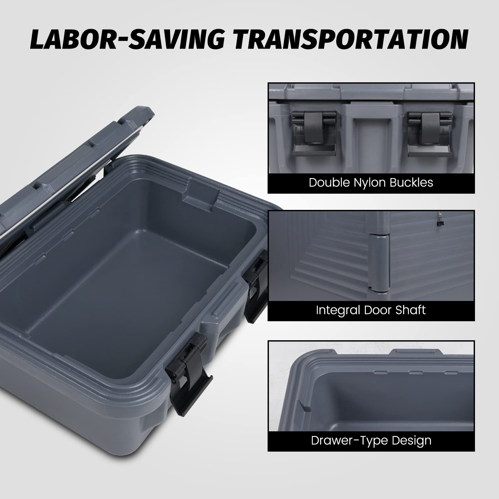 Clivia 22.5L Insulated Food Pan Carrier, Stackable and Loader, Suit for Restaurant, Canteen, Outdoor Banquets, Black - Image 6